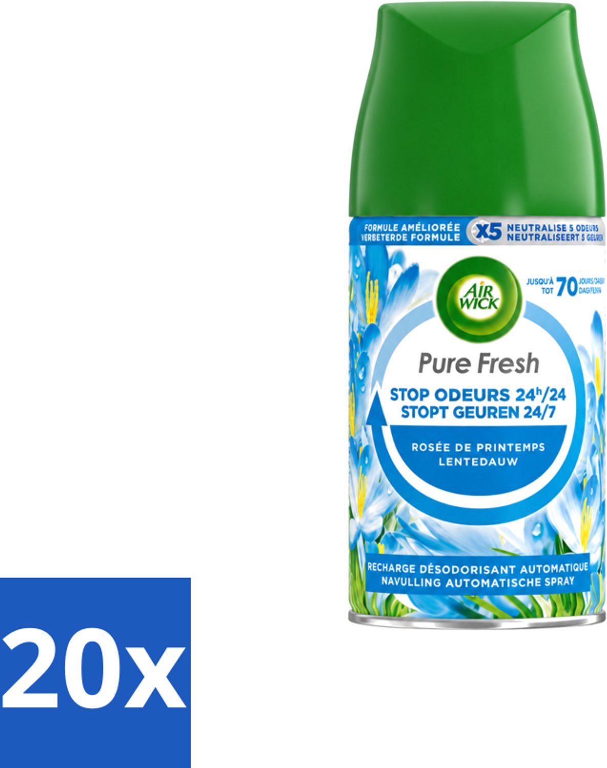 20 x Air Wick – Navulling – Freshmatic Pure Lentedauw – 250 ml - Voordeelverpakking - 20 stuks
