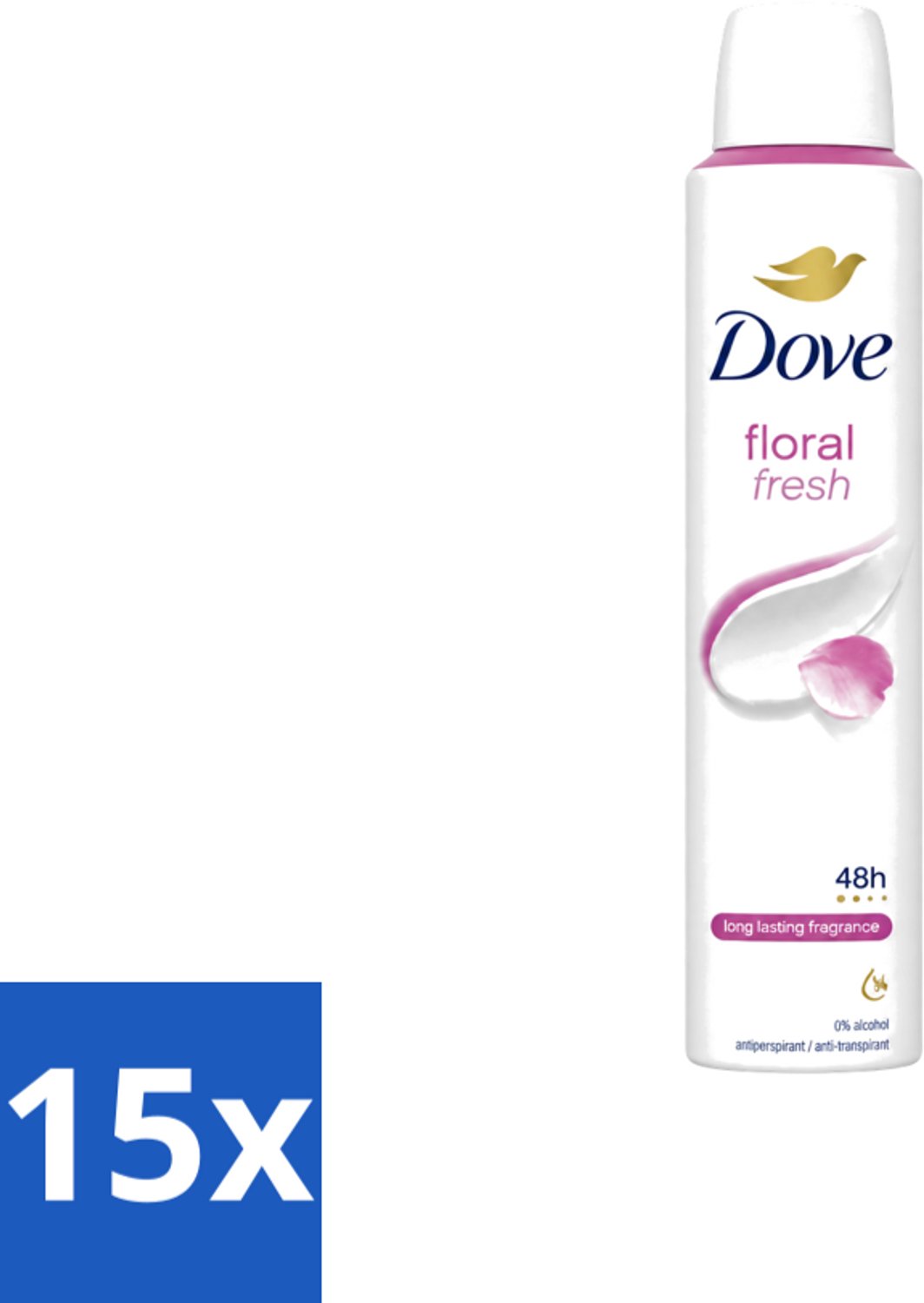 15 x Dove – Deodorant Spray – Floral Fresh – 200 ml - Voordeelverpakking - 15 stuks