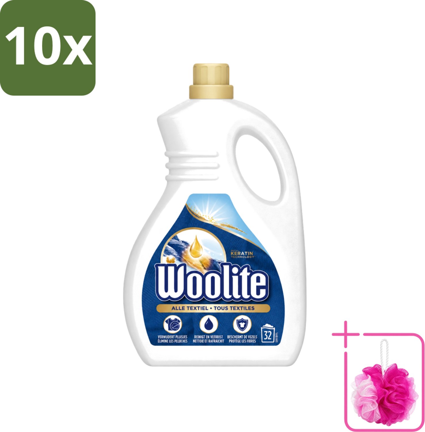 10 x Woolite Textile - Vloeibaar Wasmiddel - Met Keratine - Textiel Was - 32 Wasbeurten - 1,9L - Bulkverpakking - Textiel wasmiddel - Douchemop - Keratine wasmiddel