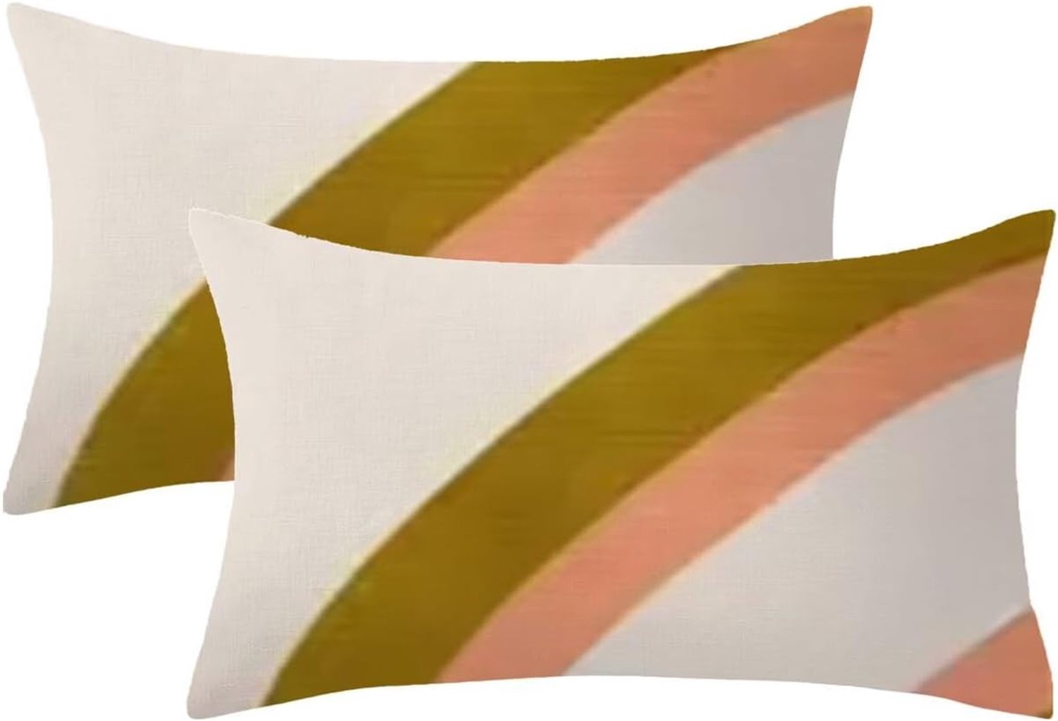 Kussenhoes voor buiten, waterdicht, 60 x 90 cm, beige, 2 stuks, rechthoekig, linnen, met ritssluiting, tuin, woonkamer, bank, decoratie, cadeau, gestreept, 853 p