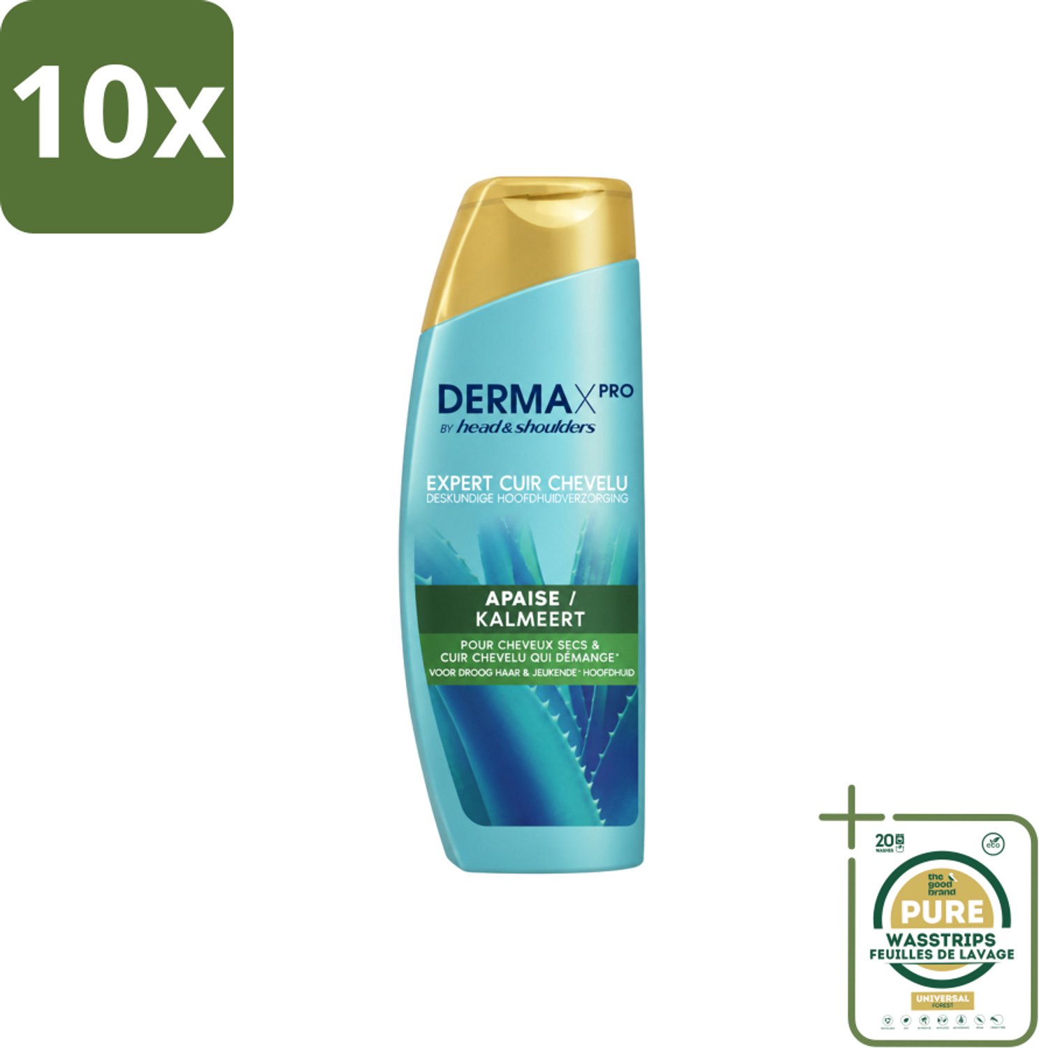 10 x Head & Shoulders - Shampoo - DermaXpro - Kalmeert - 225ml - Wasstrips - Kalmerend Shampoo - Anti-roos Shampoo - Droge Hoofdhuid - Jeukende Hoofdhuid - Roosverzorging