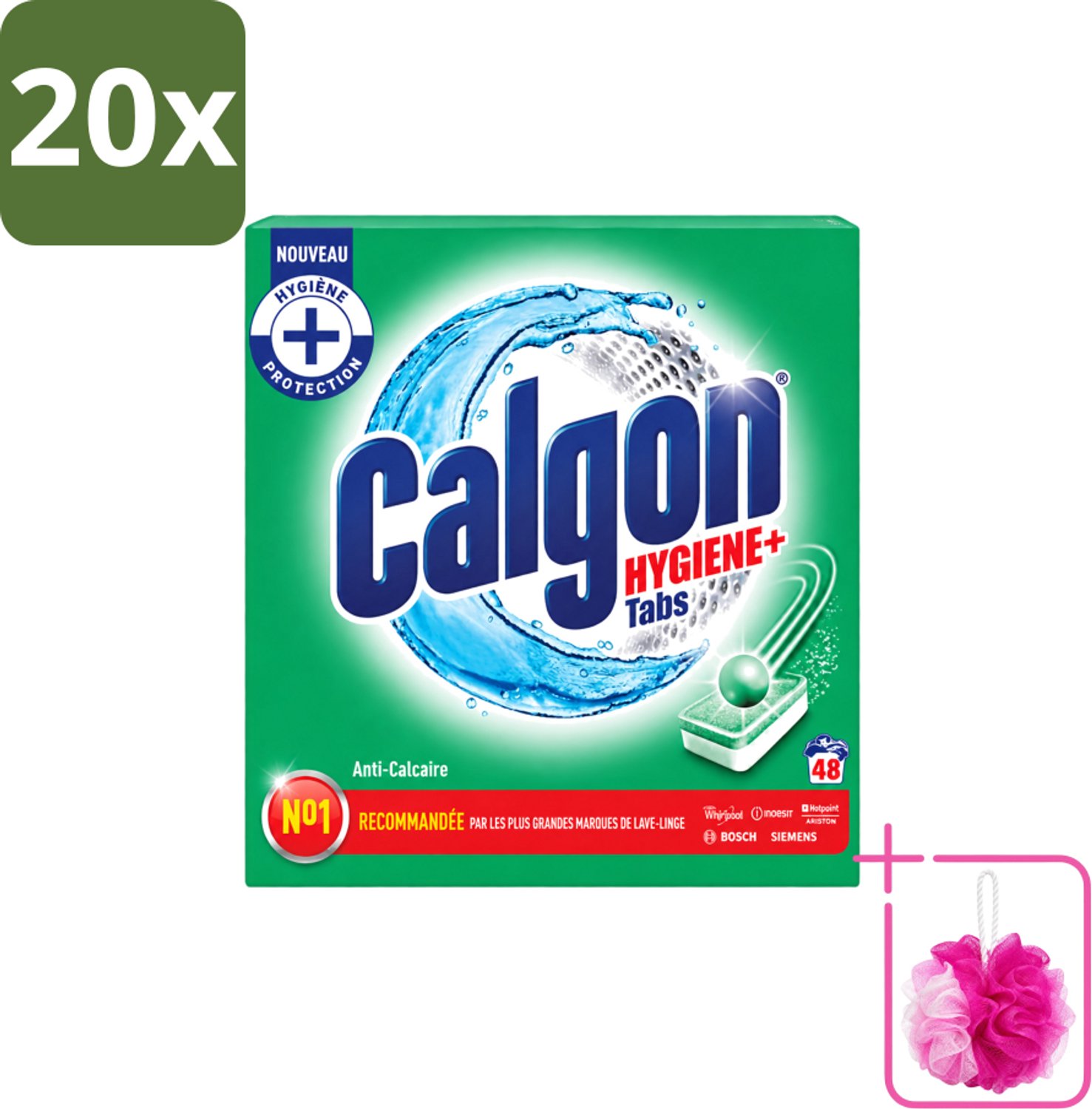 20 x Calgon - Wasmachinereiniger - Tegen Kalkaanslag - 48 Tabletten - Bulkverpakking - Wasmachine reinigen - Douchemop - Kalkafzetten