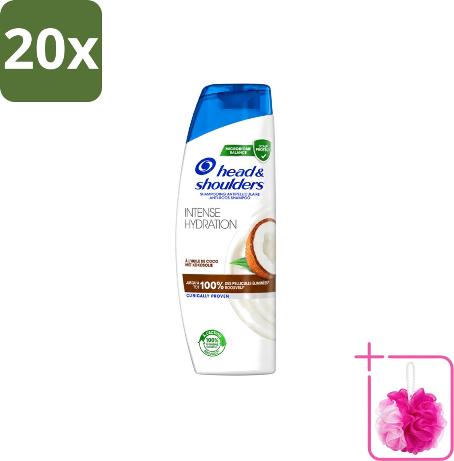 20 x Head & Shoulders - Anti-Roos Shampoo - Intense Hydration - Met Kokosolie - 285 ml - Bulkverpakking - Anti-roos shampoo - Douchemop - Roosvrij haar