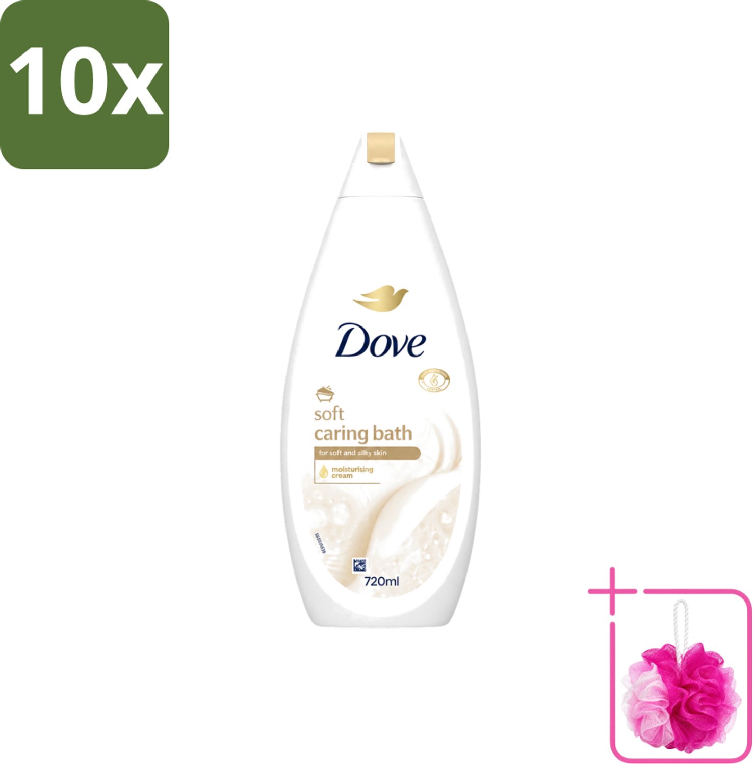 10 x Dove – Badcrème – Soft – 720 ml - Bulkverpakking - Douchegel - Douchemop - Zachte reiniging