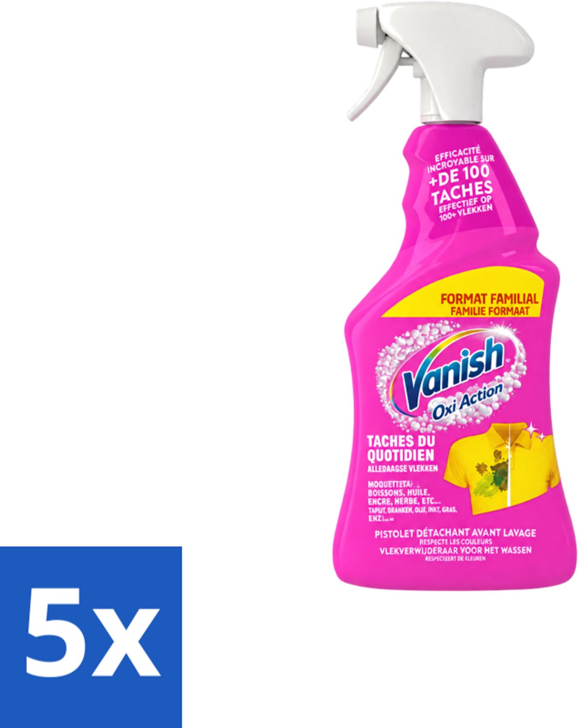 5 x Vanish – Vlekverwijderaar Spray – Oxi Action 4-in-1 – 940 ml - Voordeelverpakking - 5 stuks