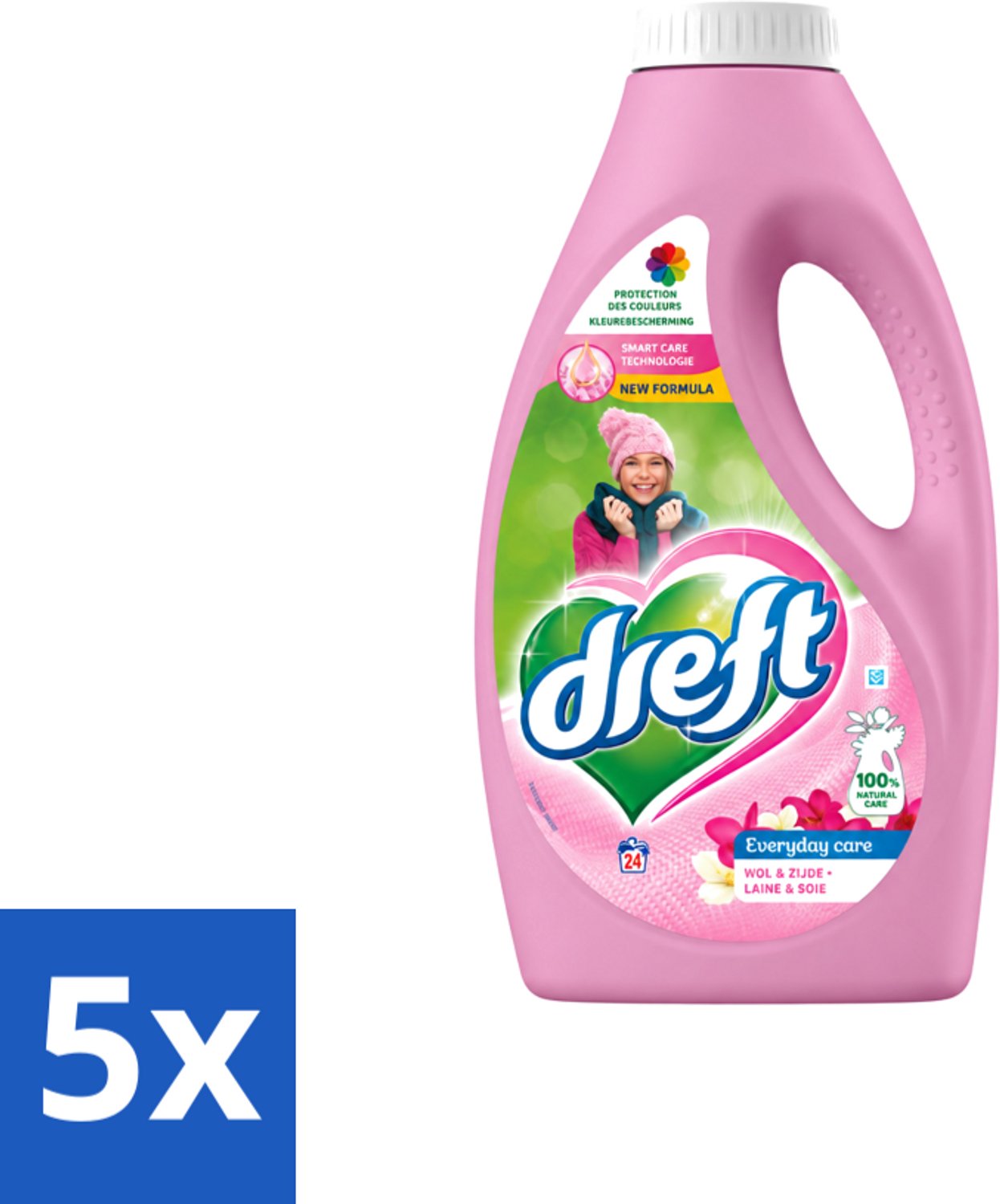 5 x Dreft – Vloeibaar Wasmiddel – Delicate & Wool – 24 Wasbeurten - Voordeelverpakking - 5 stuks