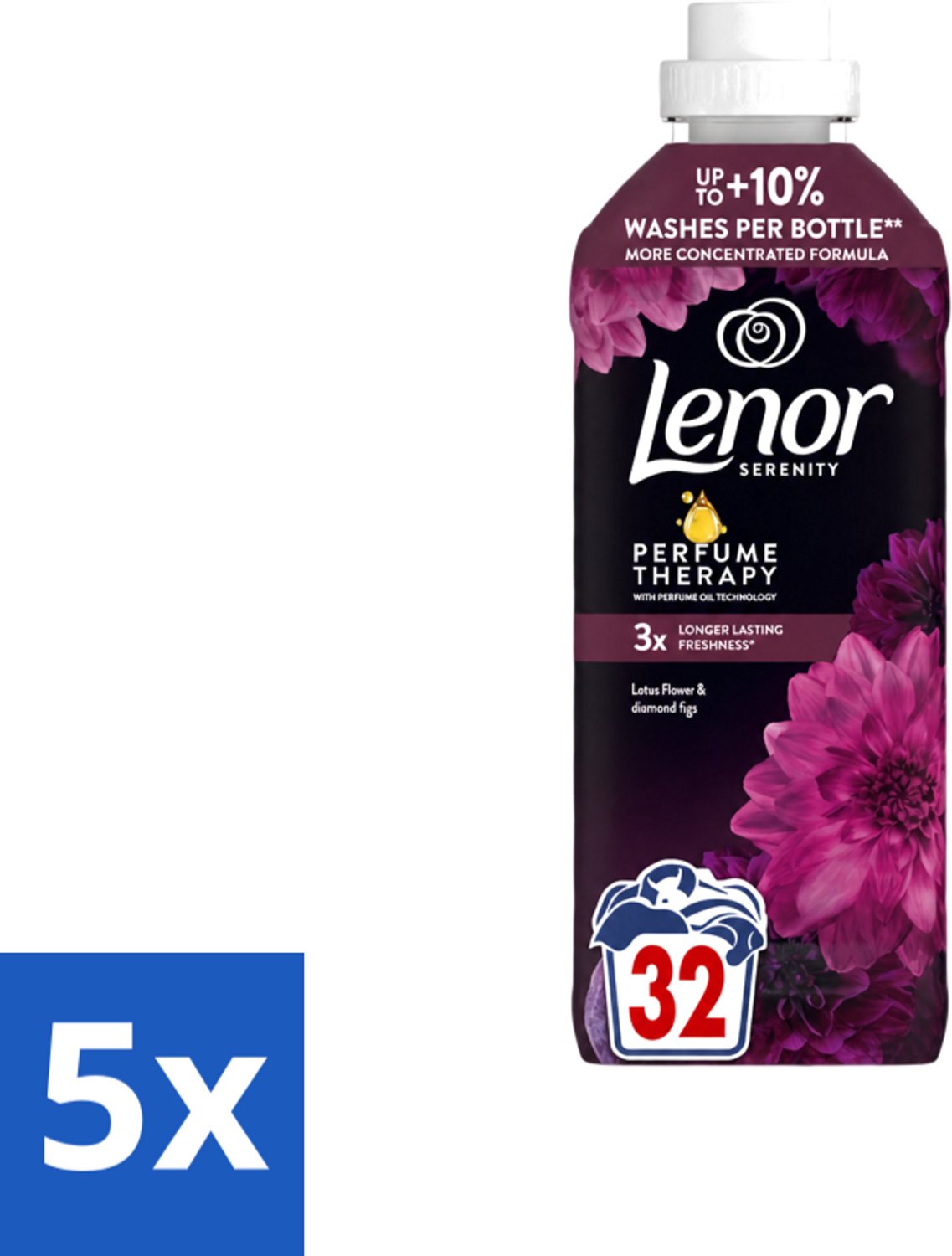 5 x Lenor – Wasverzachter – Lotus Flower & Diamond Figs – 32 Wasbeurten – 675 ml - Voordeelverpakking - 5 stuks