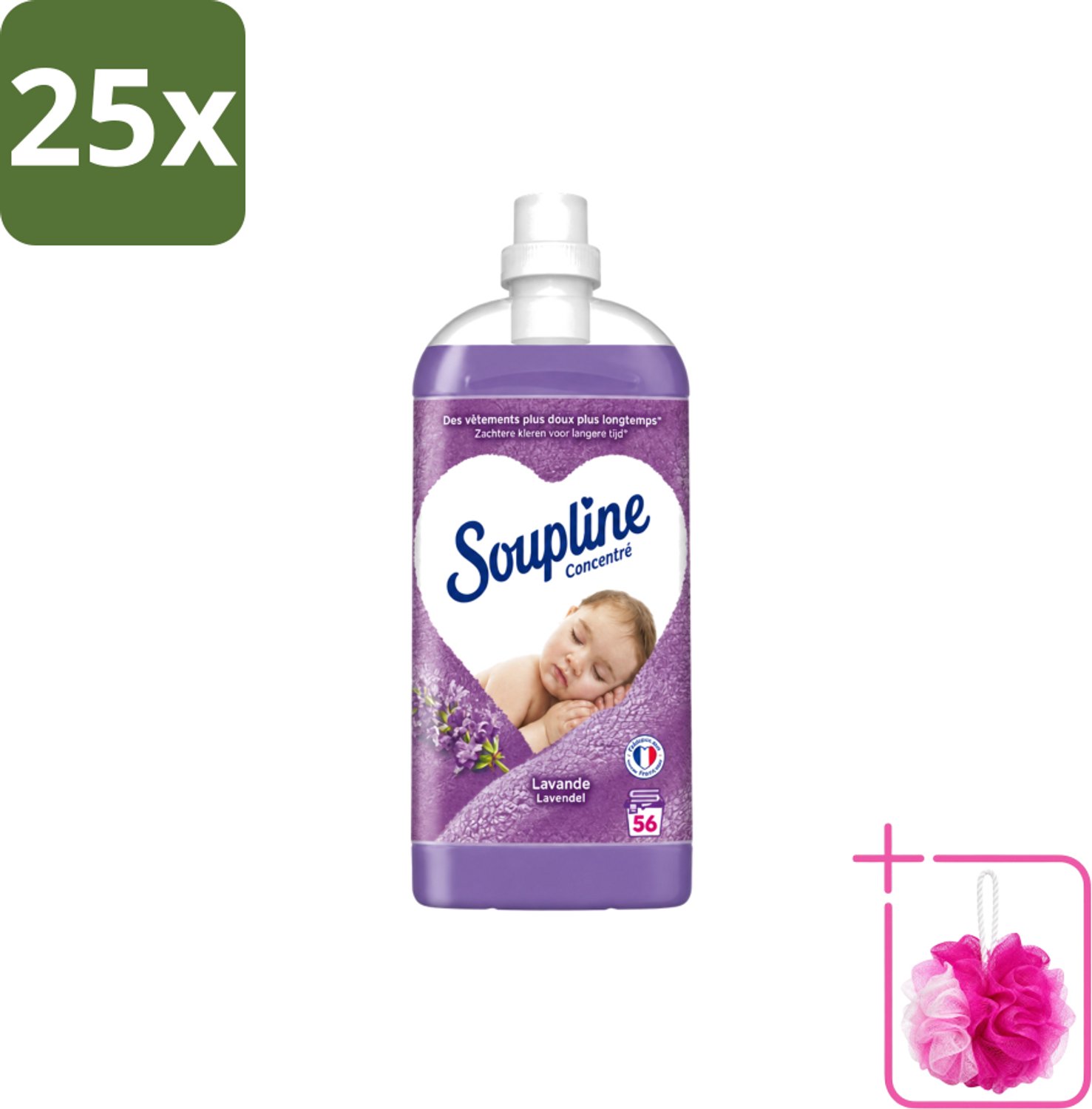 25 x Soupline - Wasverzachter - Lavendel - 56 Wasbeurten - 1.3L - Bulkverpakking - Wasverzachter - Douchemop - Wasgoed verzachten