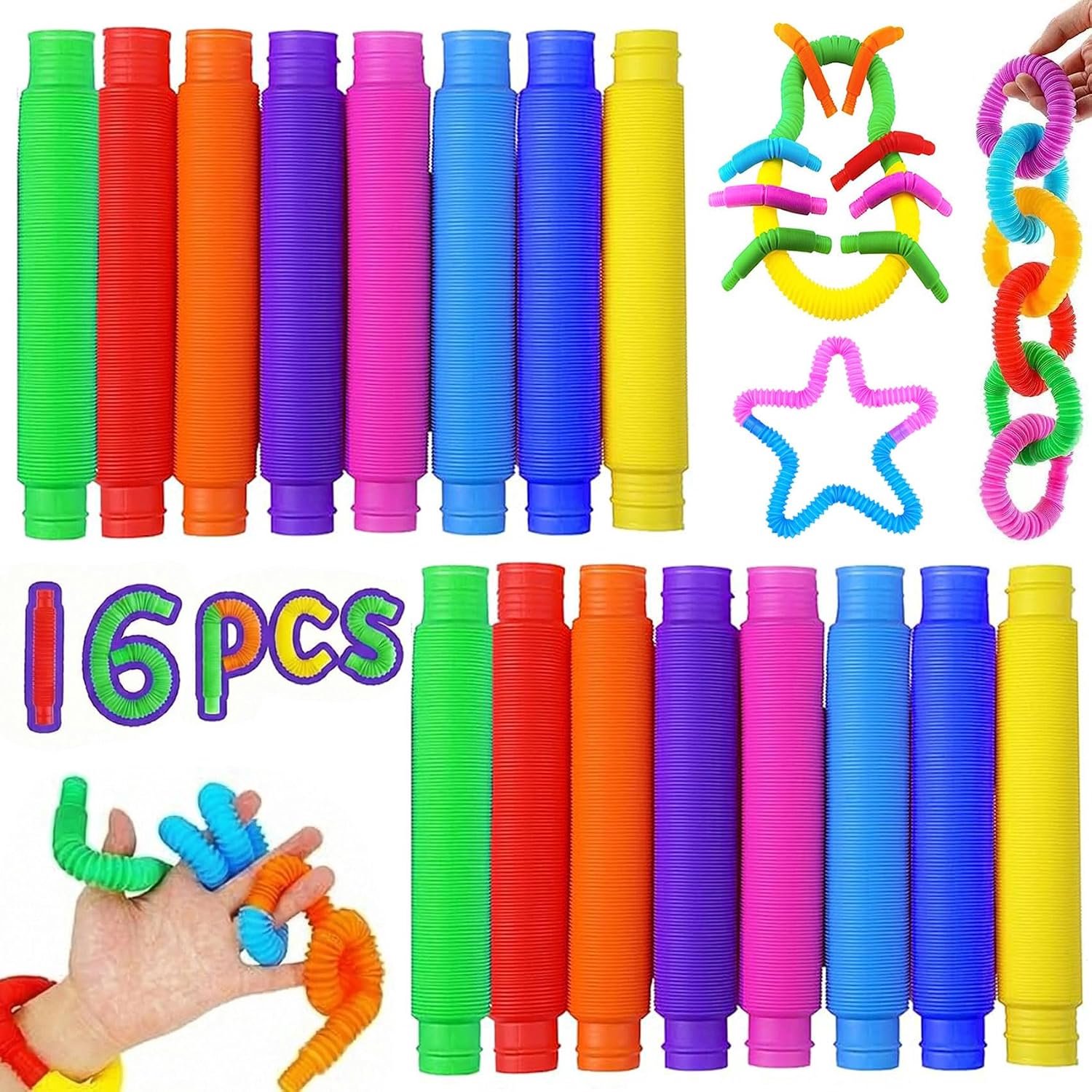 Sensorisch speelgoed, 24 stuks, kleurrijk, stretchbuizen, sensorisch speelgoed, pop-tubes voor kinderen, volwassenen, verlichting van stress en angst, kinderverjaardag, gastgeschenken