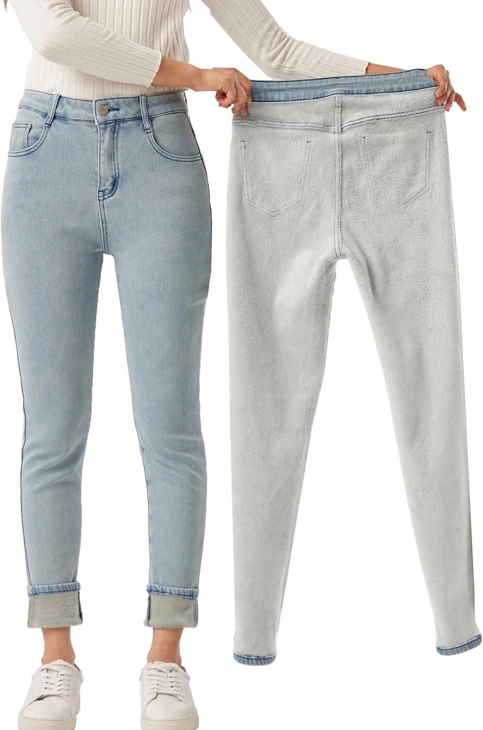 Jeans dunne jeans broek jeggings warme stretch jeans