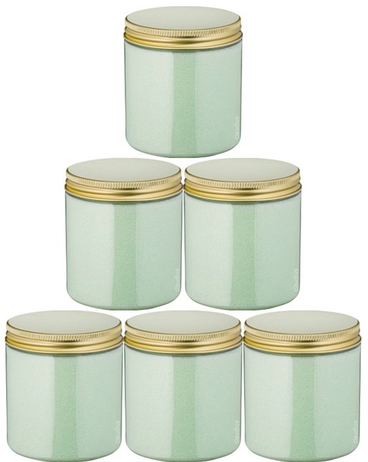 Claudius Scrubzout Eucalyptus - 300 gram - Pot met gouden deksel - set van 6 stuks - Hydraterende Lichaamsscrub - Body Scrub