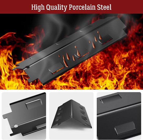 4x Universele Grillplaat 37x11cm - Porselein Staal - Vlamverdeler — afbeelding 5