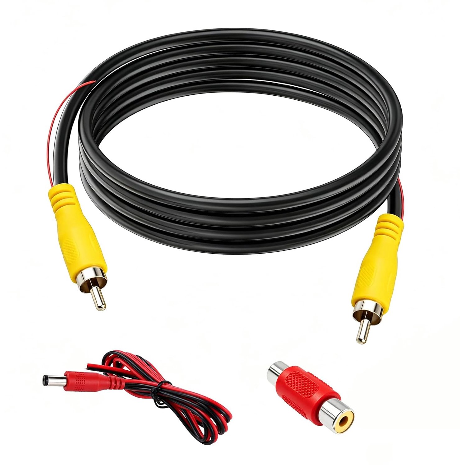 RCA-kabel 6 m - dubbele afscherming - voor achteruitrijcamera - betrouwbare signaaloverdracht - Homevero