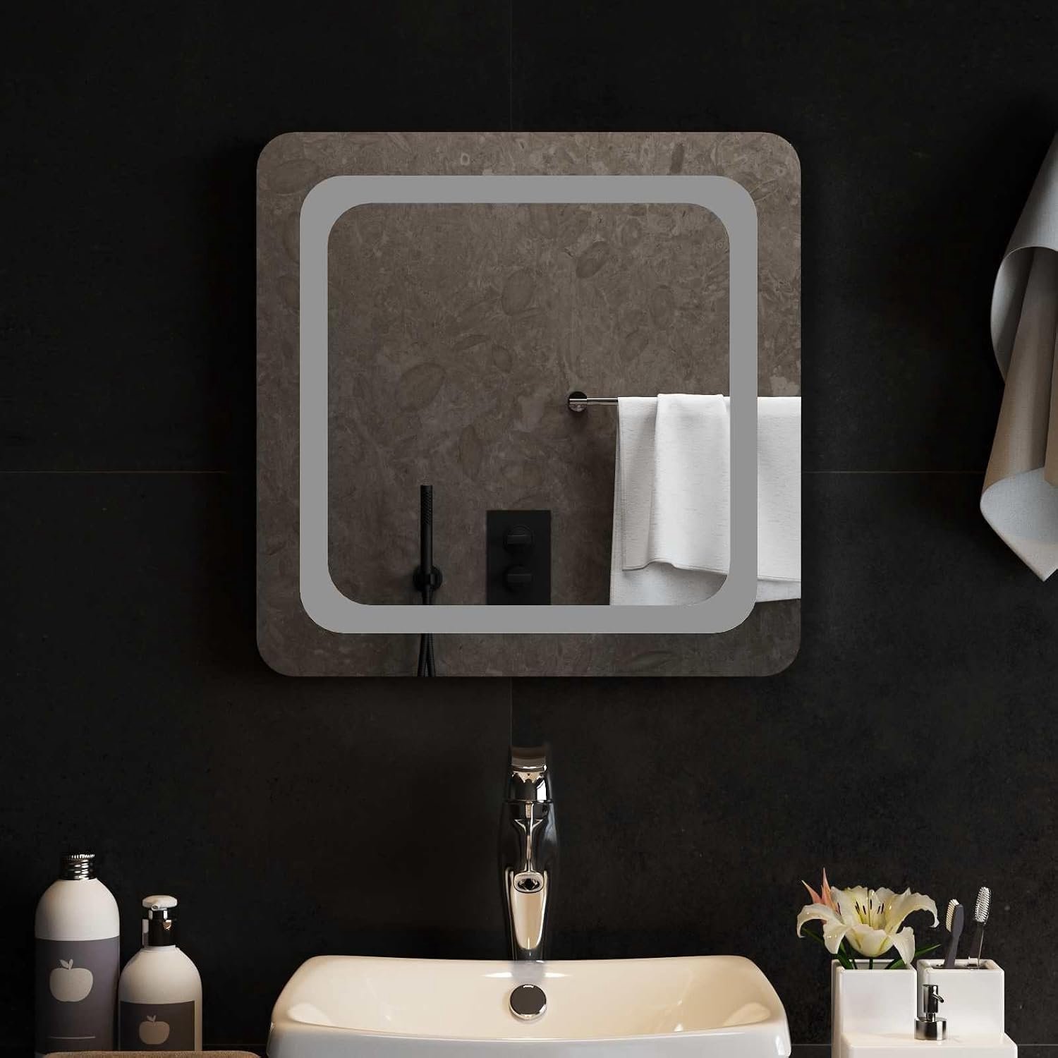 50 x 50 cm, wandspiegel met USB