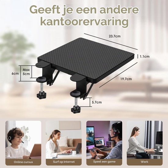 Ergonomische Desk Armsteun met 90° Vouwbare Polssteun en Elbow Rest voor Thuis en Kantoor (20x24cm) — afbeelding 5