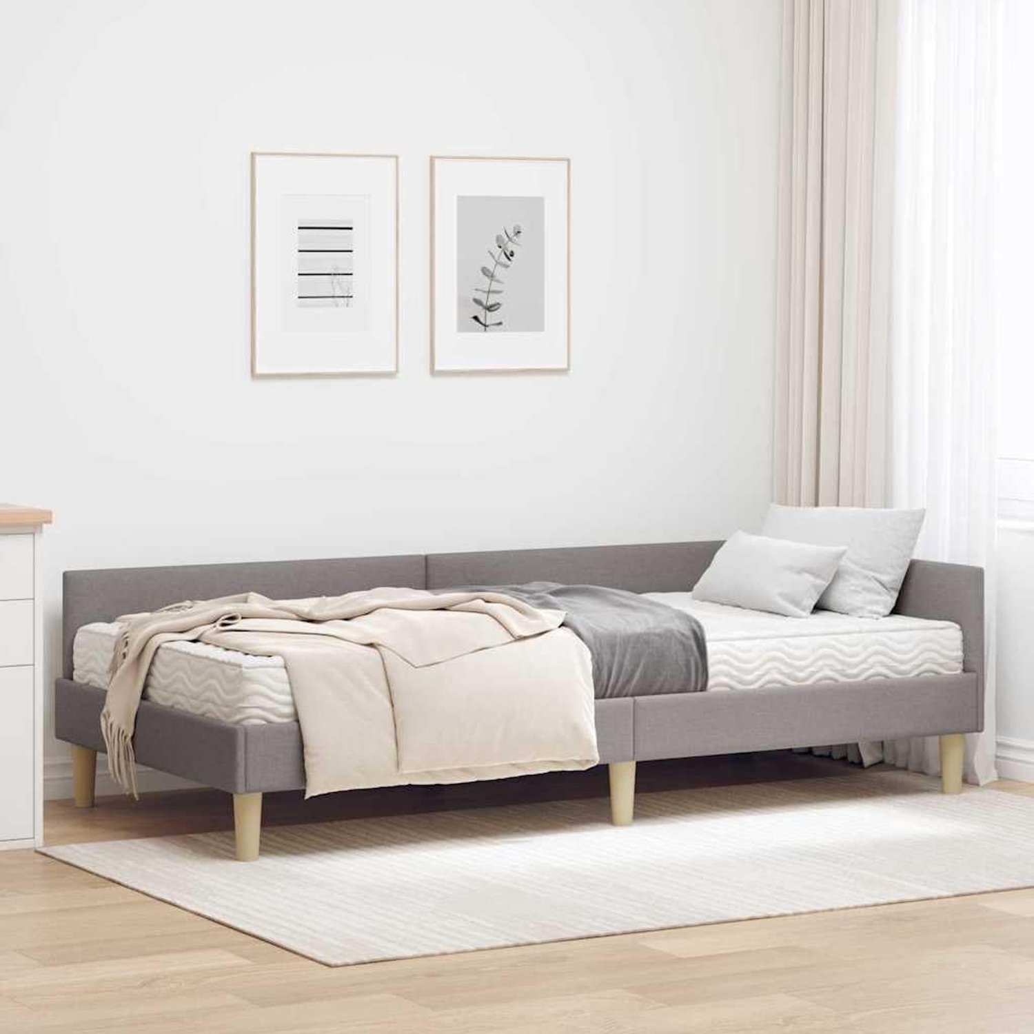 Hoekbed met matras moderne slaapkamer Taupe 90x190 cm