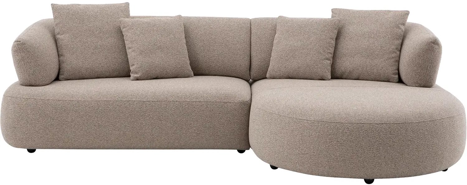 Goossens Hoekbank - Stof - Beige - 289 x 80 x 193 cm - Links