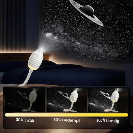 Casalora® Galaxy Projector, 2-in-1 USB sterrenhemelprojector voor volwassenen 12 films dimbaar 360° HD Smart Dynamic 5D holografische nachtlampprojector voor slaapkamer, auto en reizen van casalora — afbeelding 2