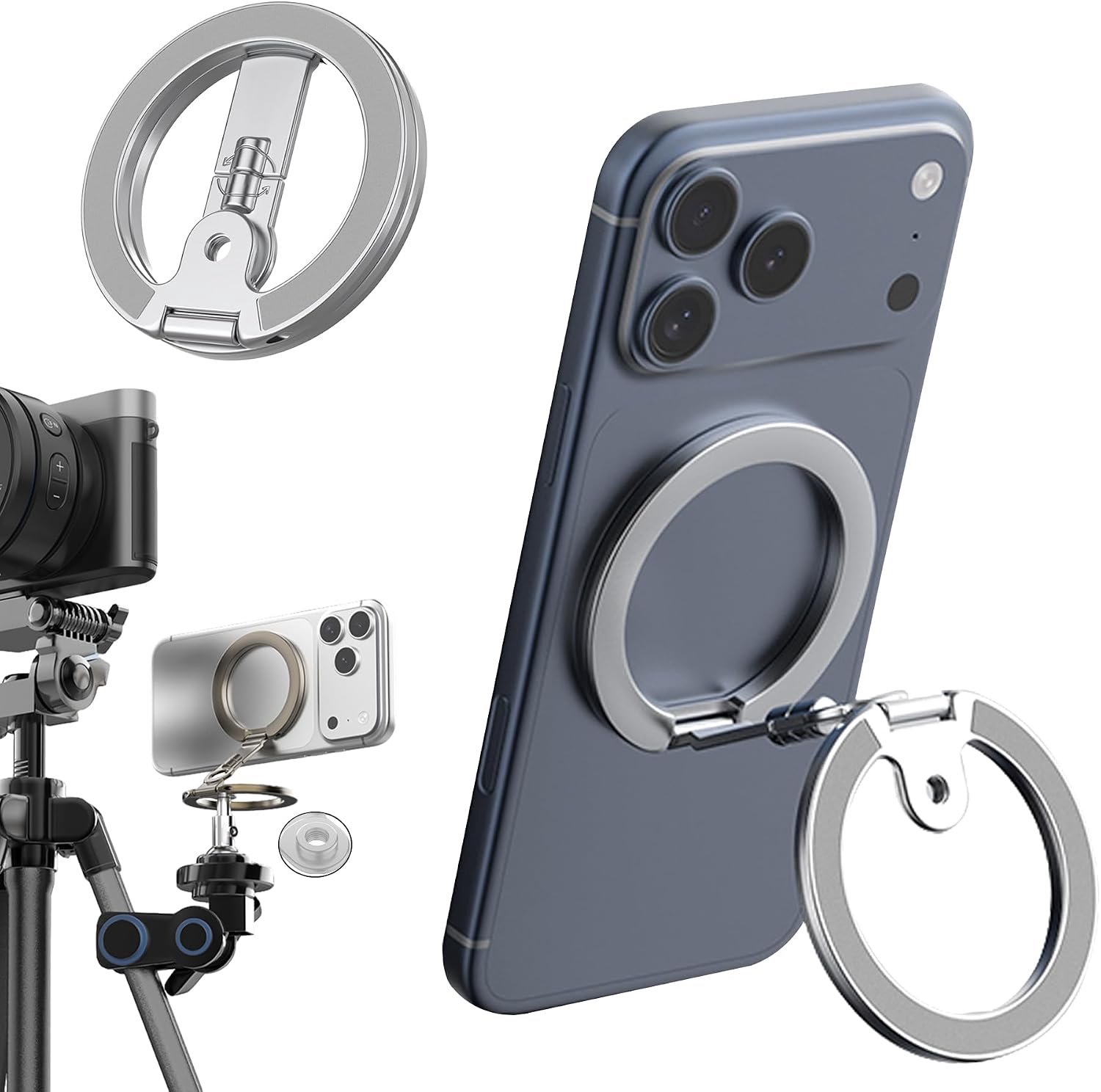 Magnetische telefoonringhouder voor MagSafe 25D Zilver