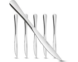 HI NATURE™ Steakmessen 6 Stuks RVS | Vleesmessen, Messenset, Keukenmessen | Steak messen set RVS Vaatwasserbestendig - 22cm - Zilver
