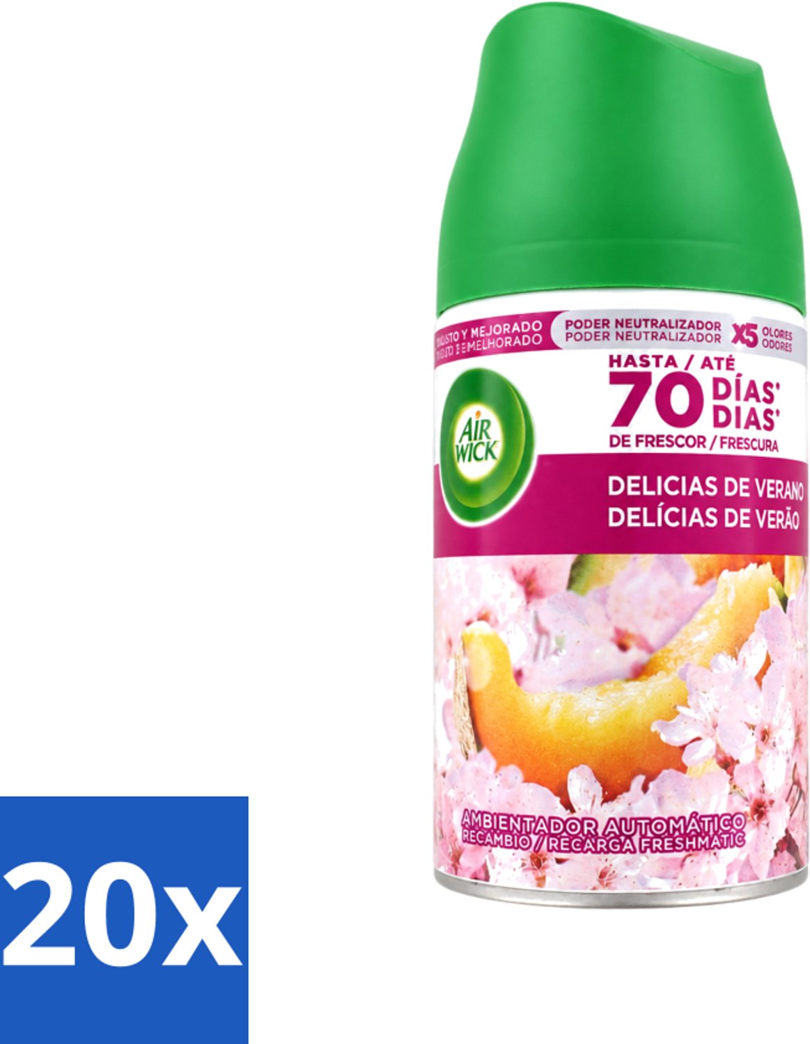 20 x Air Wick - Luchtverfrisser Navulling - Zalige Zomer - Automatische Spray - 250 ml - Voordeelverpakking - 20 stuks