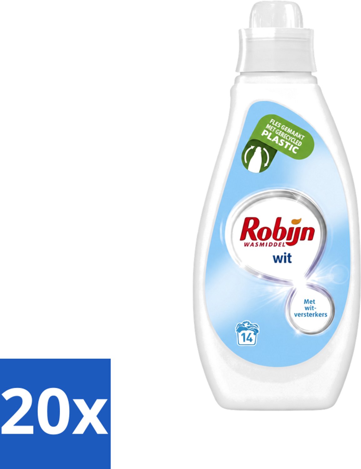 20 x Robijn - Wit - Vloeibaar Wasmiddel - Met Witversterkers - 14 Wasbeurten - 700 ml - Voordeelverpakking - 20 stuks