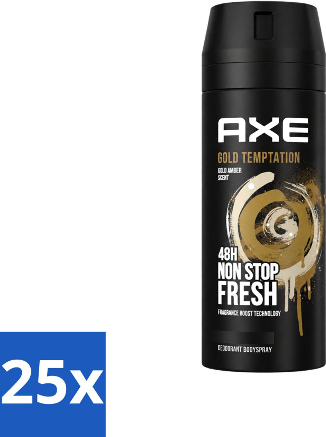 25 x Axe - Deodorant Bodyspray - 48hrs Non Stop Fresh - Gold Temptation - Gold Amber - 150 ml - Voordeelverpakking - 25 stuks