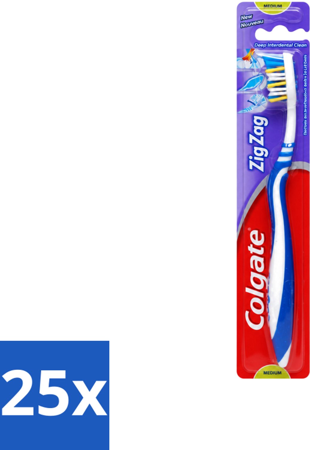 25 x Colgate - Tandenborstel - ZigZag Medium - 1 Tandenborstel - Voordeelverpakking - 25 stuks
