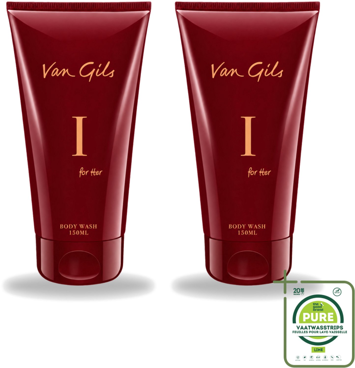 2 x Van Gils - Douchegel - I for Her - Zachte Reiniging & Luxe Geurbeleving - 150 ml - Grootverpakking - Vaatwasstrips - Douchegel Vrouwelijk - Reiniging Huid - Luxe Geur - Schuimende Douchegel - Hydraterende Douchegel