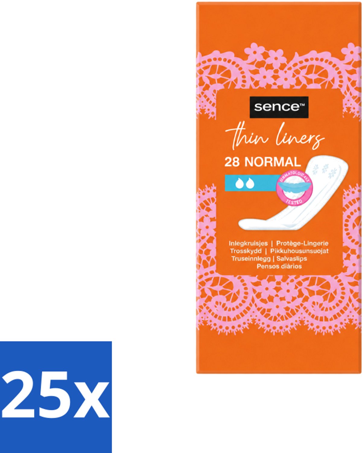25 x Sence - Normaal - Inlegkruisjes - Dagelijks Comfort - 28 Inlegkruisjes - Voordeelverpakking - 25 stuks