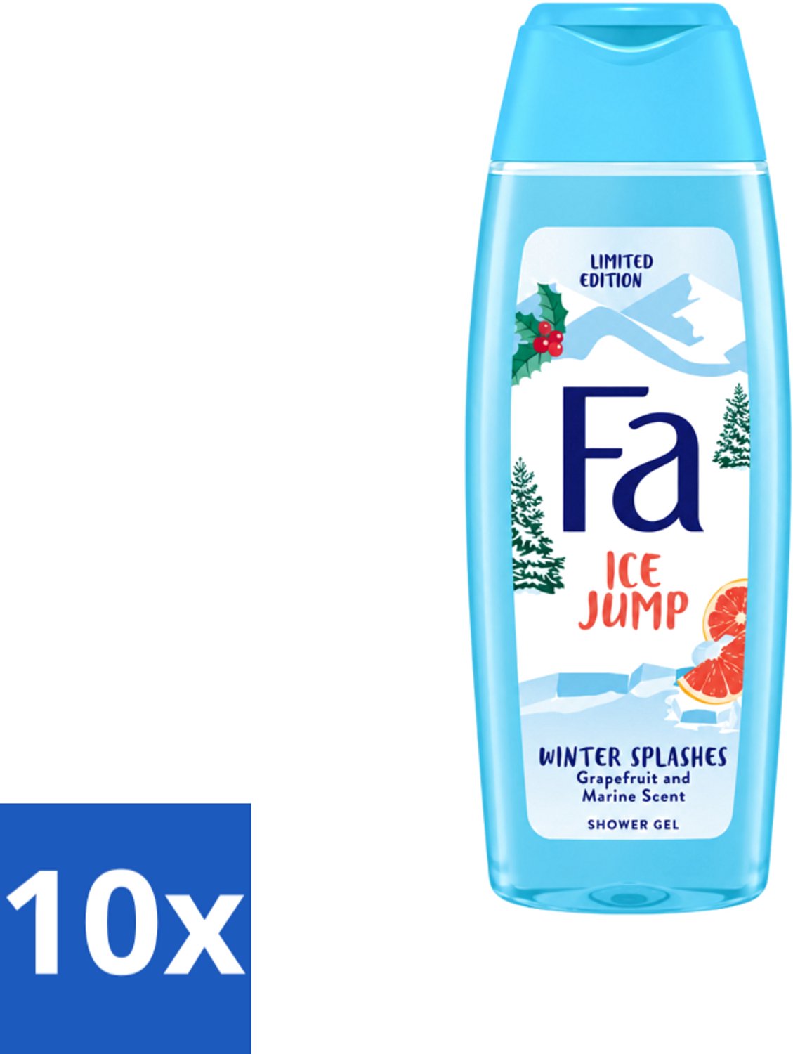 10 x Fa - Douchegel - Winter Splashes Ice Jump - Frisse Geur & Verfrissing - Verzorgend - 250 ml - Voordeelverpakking - 10 stuks