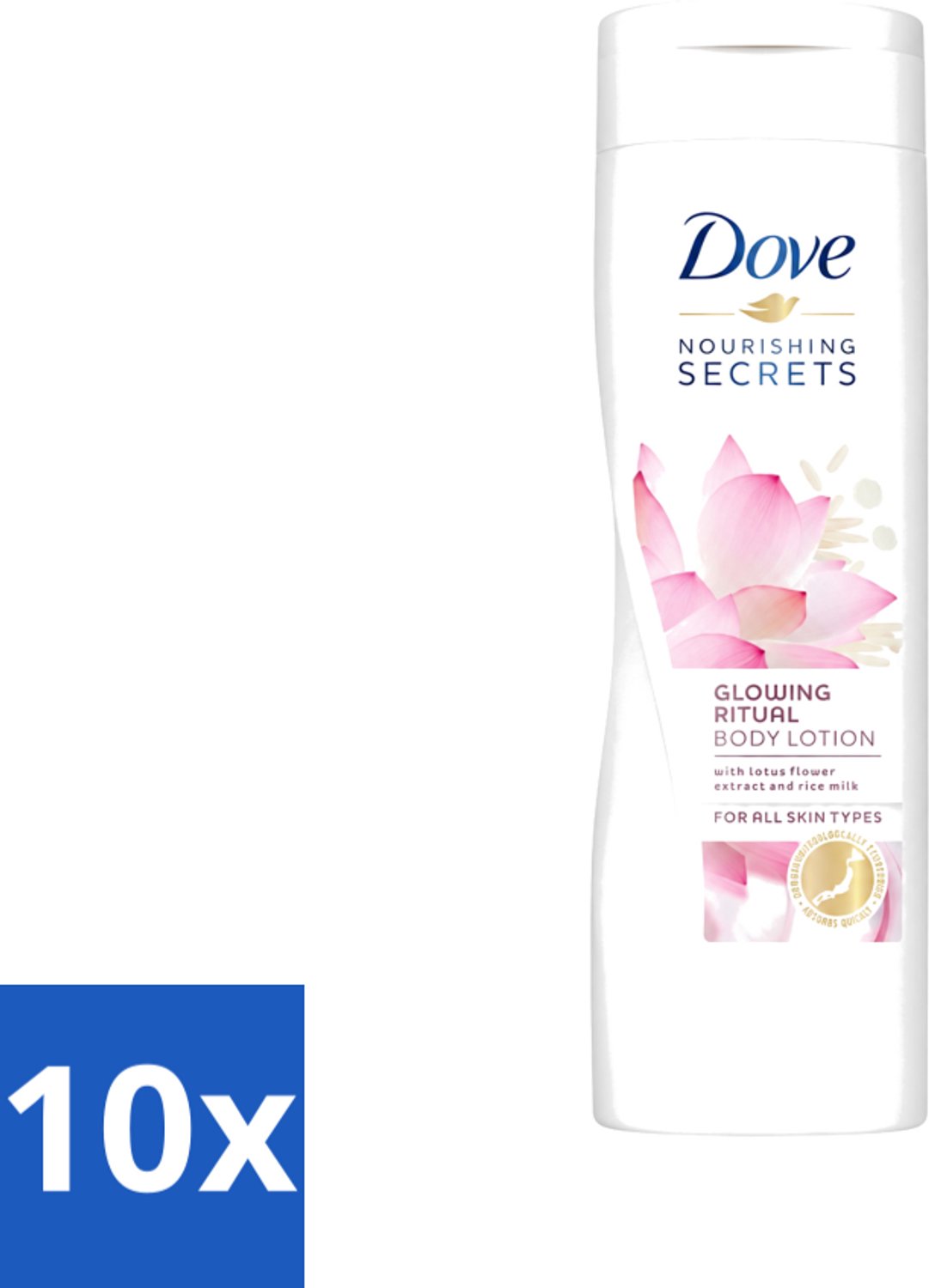 10 x Dove - Glowing Ritual - Bodylotion - Verzorgend en stralend - 400 ml - Voordeelverpakking - 10 stuks