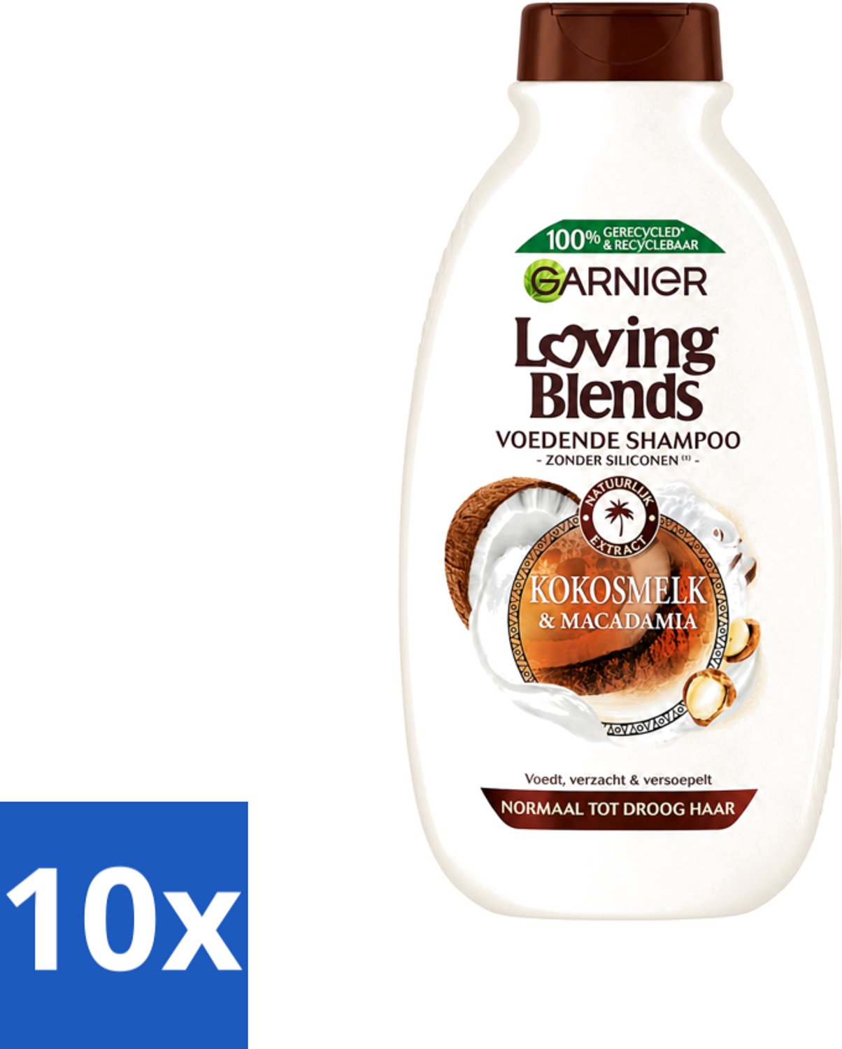 10 x Garnier - Loving Blends - Shampoo - Kokosmelk & Macadamia - Normaal tot Droog Haar - 300 ml - Voordeelverpakking - 10 stuks