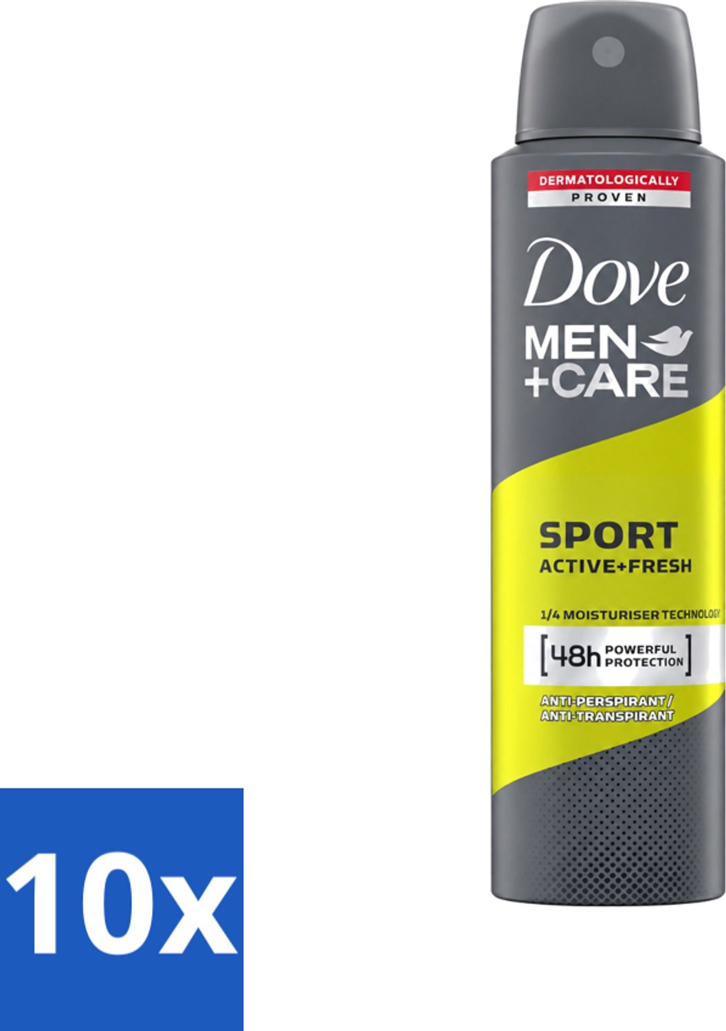 10 x Dove - Deodorant - Men Care Sport Active Fresh - Verfrissend en energiek - 150 ml - Voordeelverpakking - 10 stuks