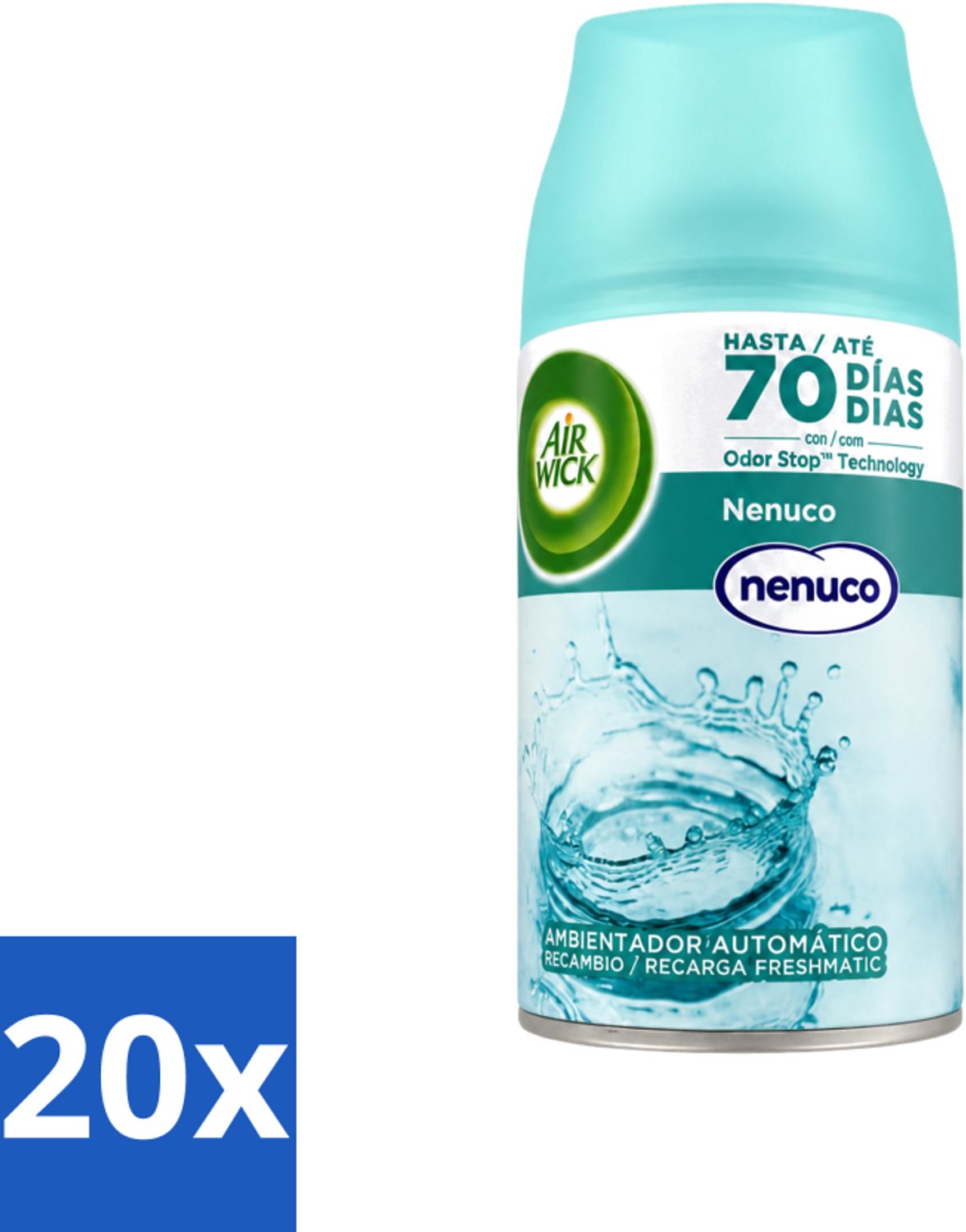 20 x Air Wick - Luchtverfrisser Navulling - Nenuco - Automatische Spray - 250 ml - Voordeelverpakking - 20 stuks