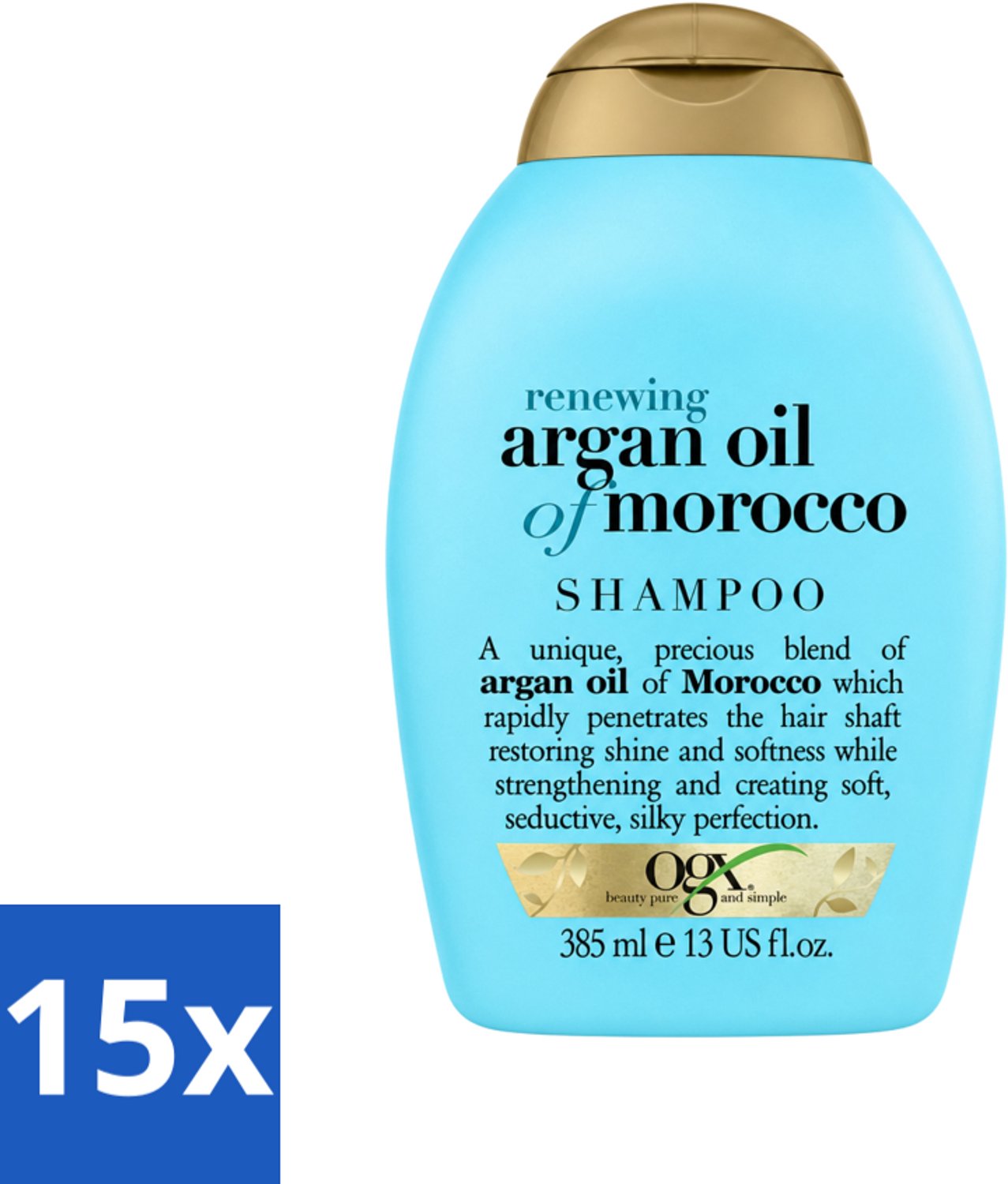 15 x OGX - Renewing Moroccan Argan Oil - Shampoo - Voor Vrouwen - 385 ml - Voordeelverpakking - 15 stuks