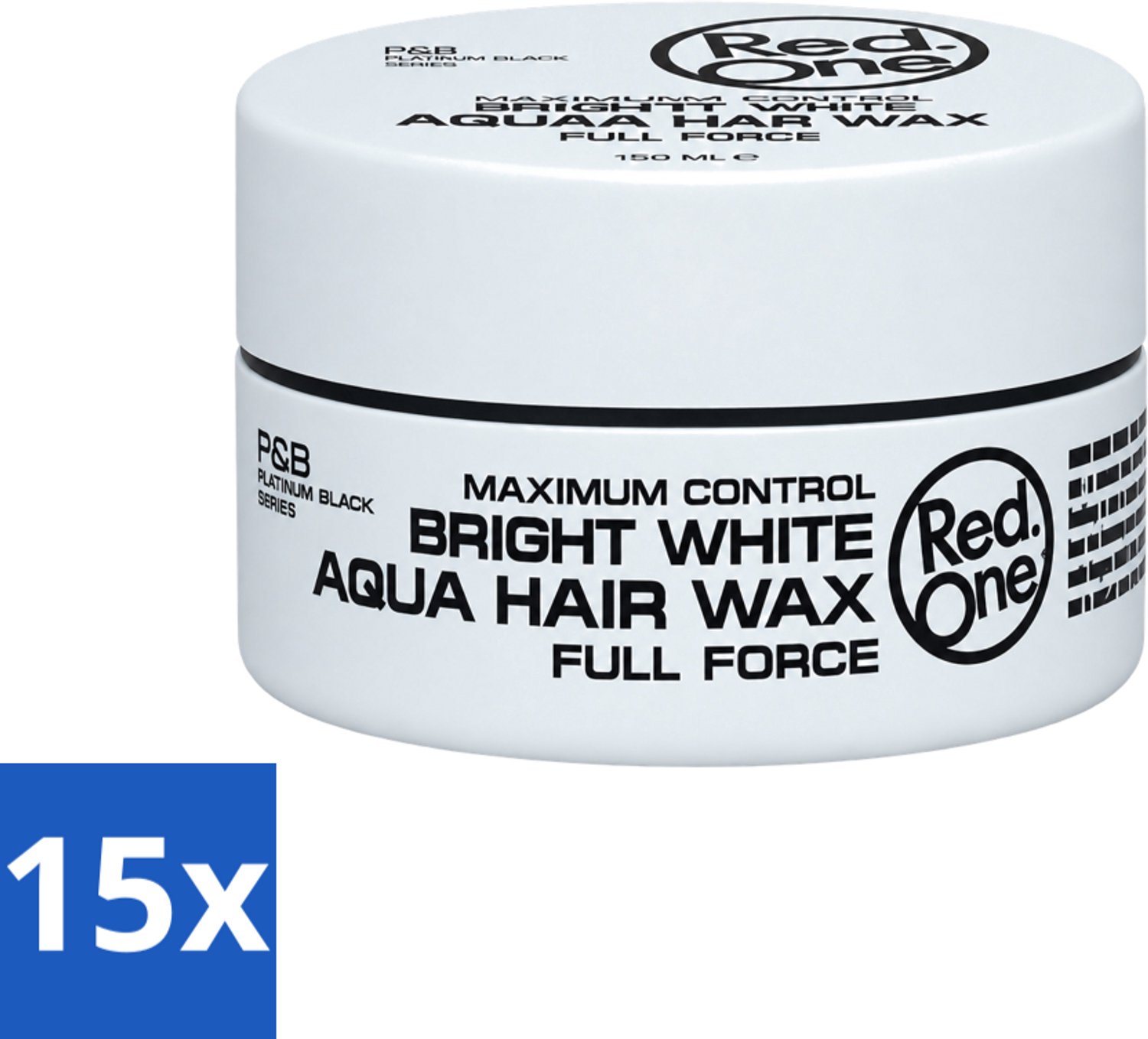 15 x Red One - Haarwax - Bright White - Maximum Control - Voor Extra Sterke Fixatie - 150 ml - Voordeelverpakking - 15 stuks