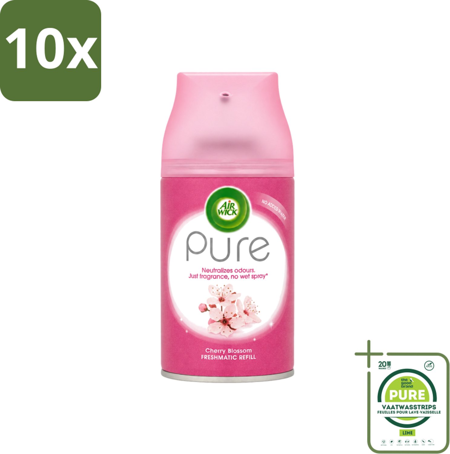 10 x Air Wick - Luchtverfrisser Navulling - Kersenbloesem - Automatische Spray - 250 ml - Grootverpakking - Vaatwasstrips - Kersenbloesem Geur - Essentiële Olie - Geurverspreiding - Frisse Geur - Geur Neutralisatie