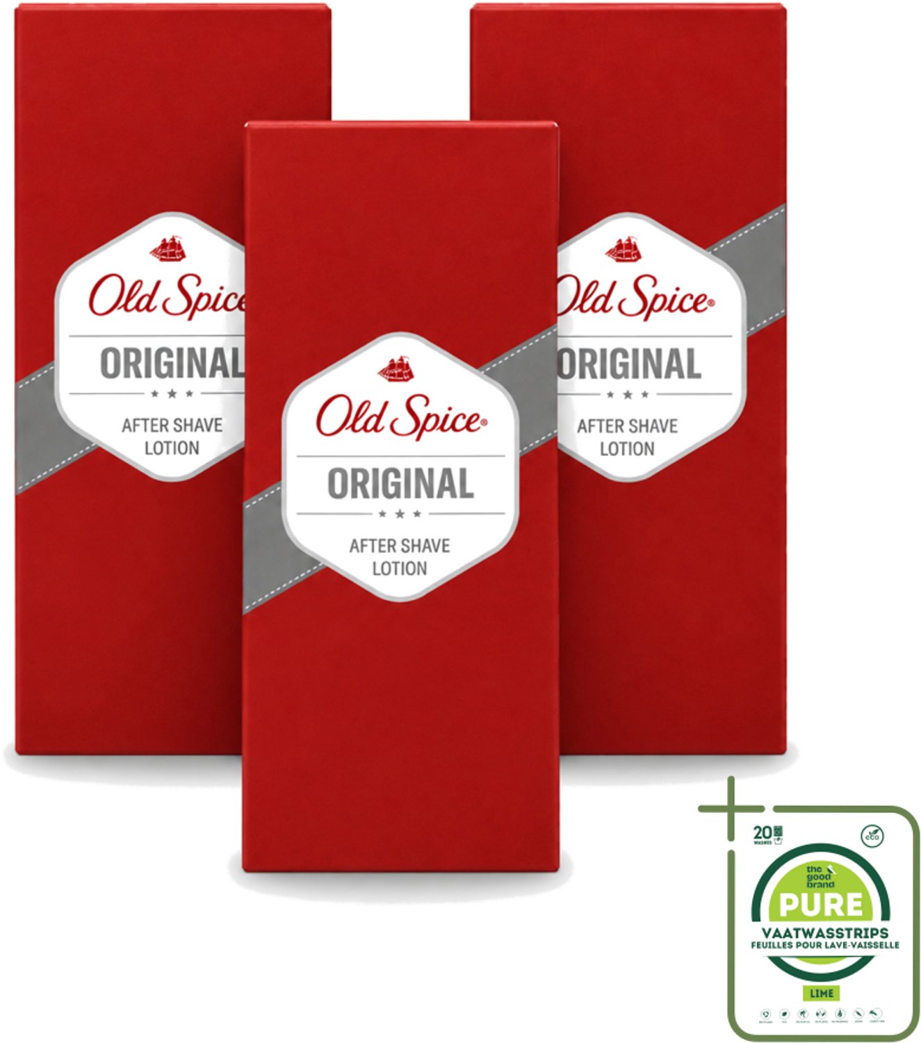 3 x Old Spice - Original - Aftershave Lotion - Verfrissend - 100 ml - Grootverpakking - Vaatwasstrips - Aftershave Lotion - Aftershave - Huid Verzorging - Scheren Na - Irritatie Voorkomen