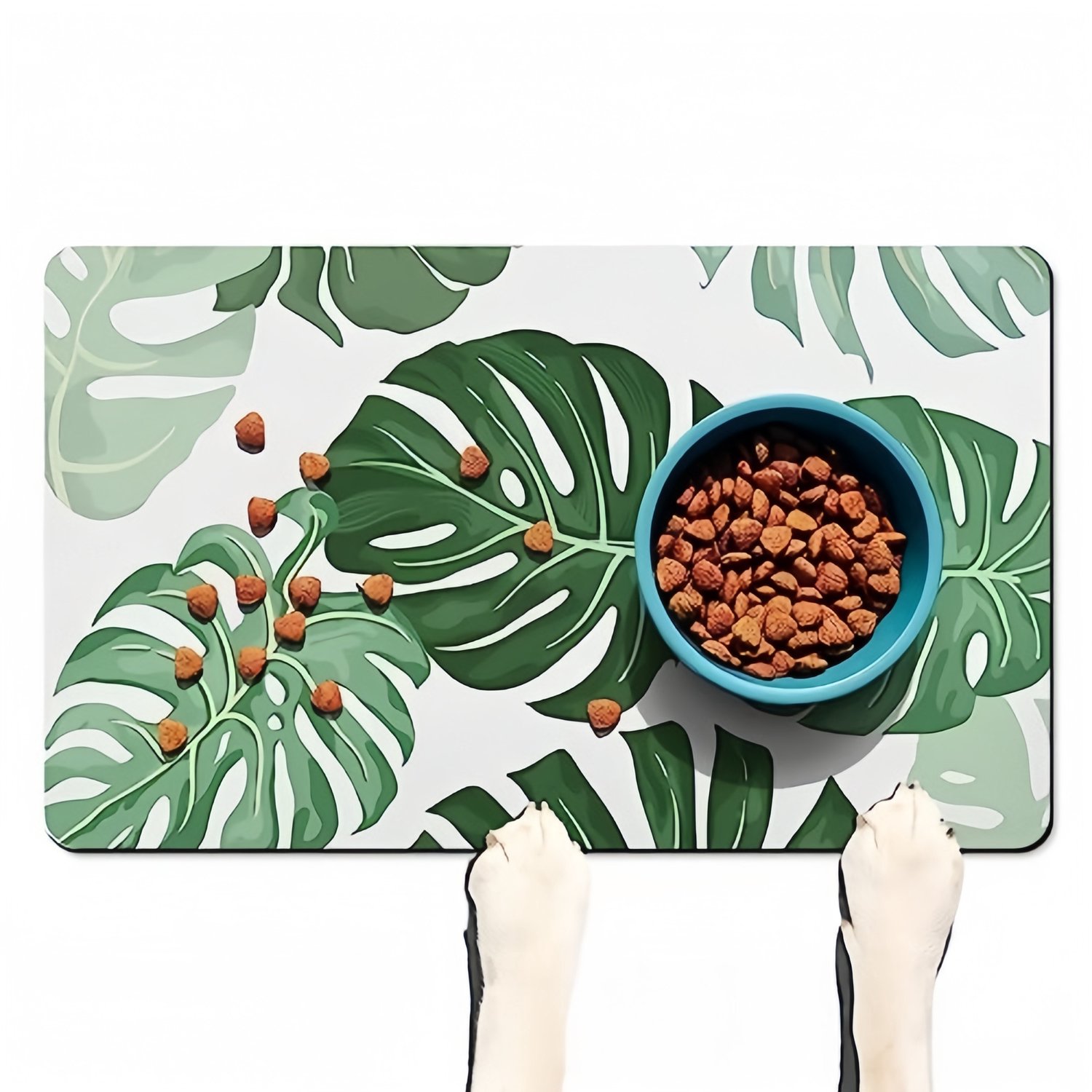 Huisdiermat – Voermat voor honden – Absorberende mat – Mat voor voer- en drinkbakken – Sneldrogend (houdt de voerplek droog en schoon) – Antislip – Eenvoudig dagelijks te reinigen (veeg het oppervlak simpelweg af met een vochtige doek)-40 x 50 cm