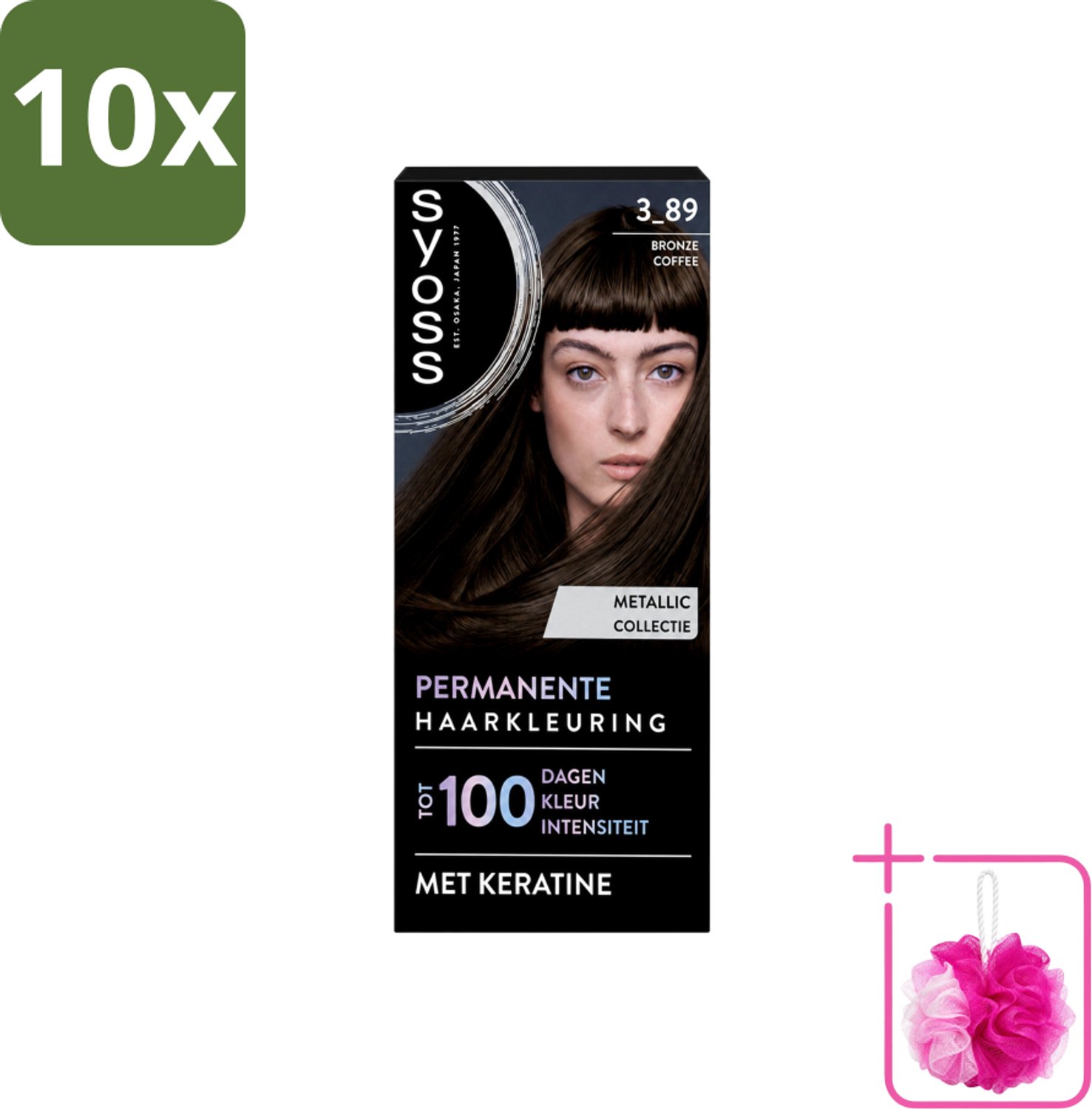 10 x SYOSS - Coloration 3-89 Bronze Coffee - Haarverf - Grijsdekking - Vermindert Haarbreuk - Bulkverpakking - Haarkleuring - Douchemop - Grijsdekking