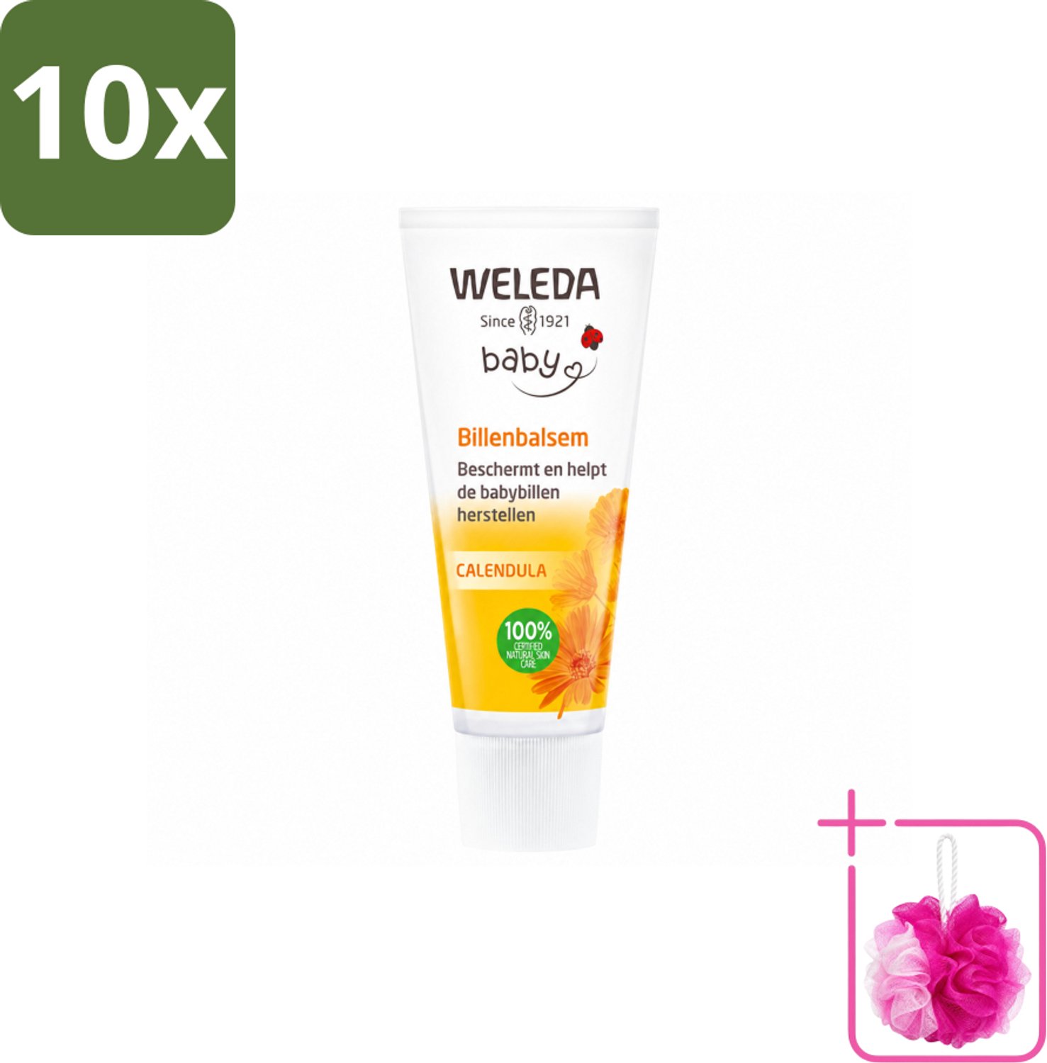 10 x WELEDA - Billenbalsem - Baby Calendula - 30 ml - Bulkverpakking - Babybillen - Douchemop - Luieruitslag