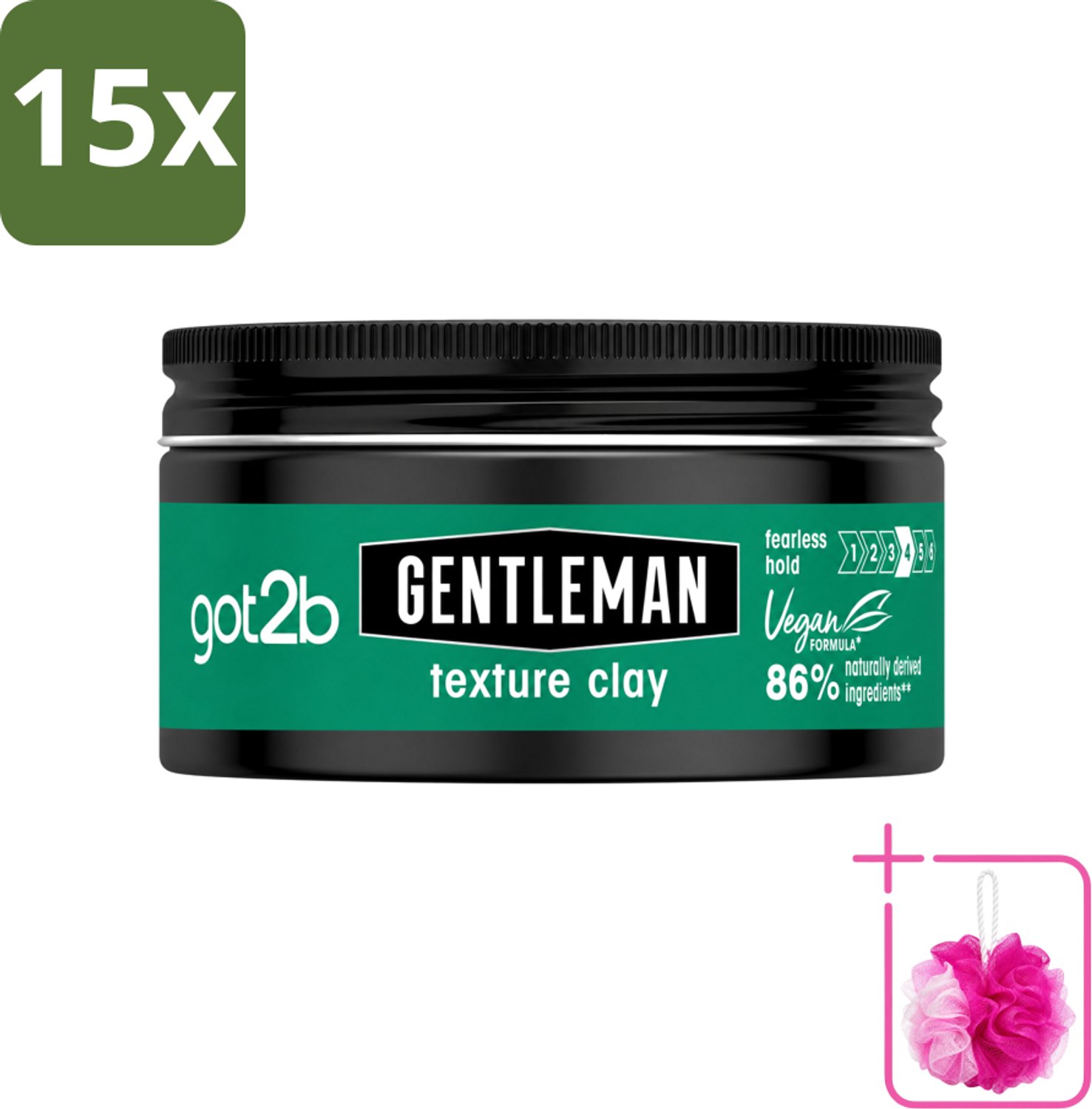 15 x Got2B - Texture Clay - Gentleman - 100 ml - Bulkverpakking - Natuurlijke haarlook - Douchemop - Matte finish