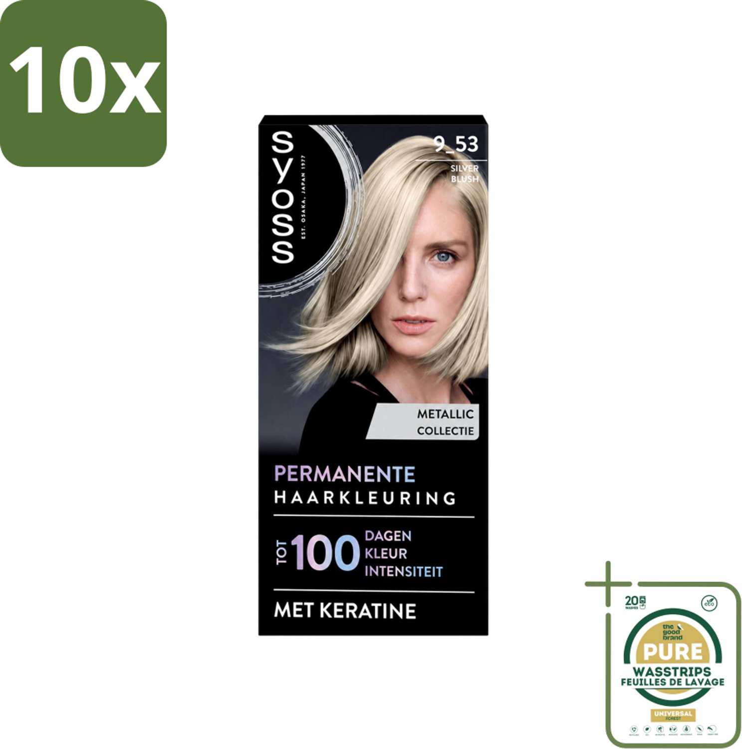 10 x SYOSS - Coloration 9-53 Silver Blush - Haarverf - Grijsdekking - Vermindert Haarbreuk - Wasstrips - Haarverf - Haarkleur - Grijsdekking - Haarverf 9-53 - Haarverf 9-53 Silver Blush
