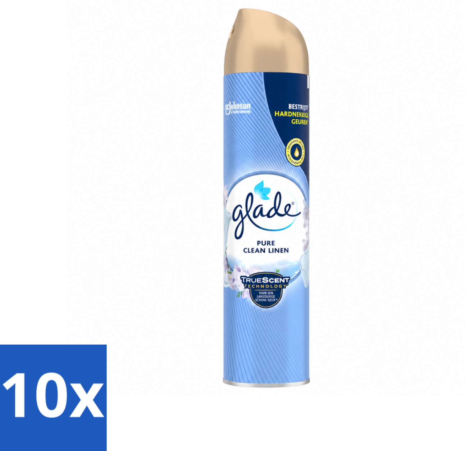10 x Glade – Luchtverfrisser Spray – Pure Clean Linen – 300 ml - Voordeelverpakking - 10 stuks