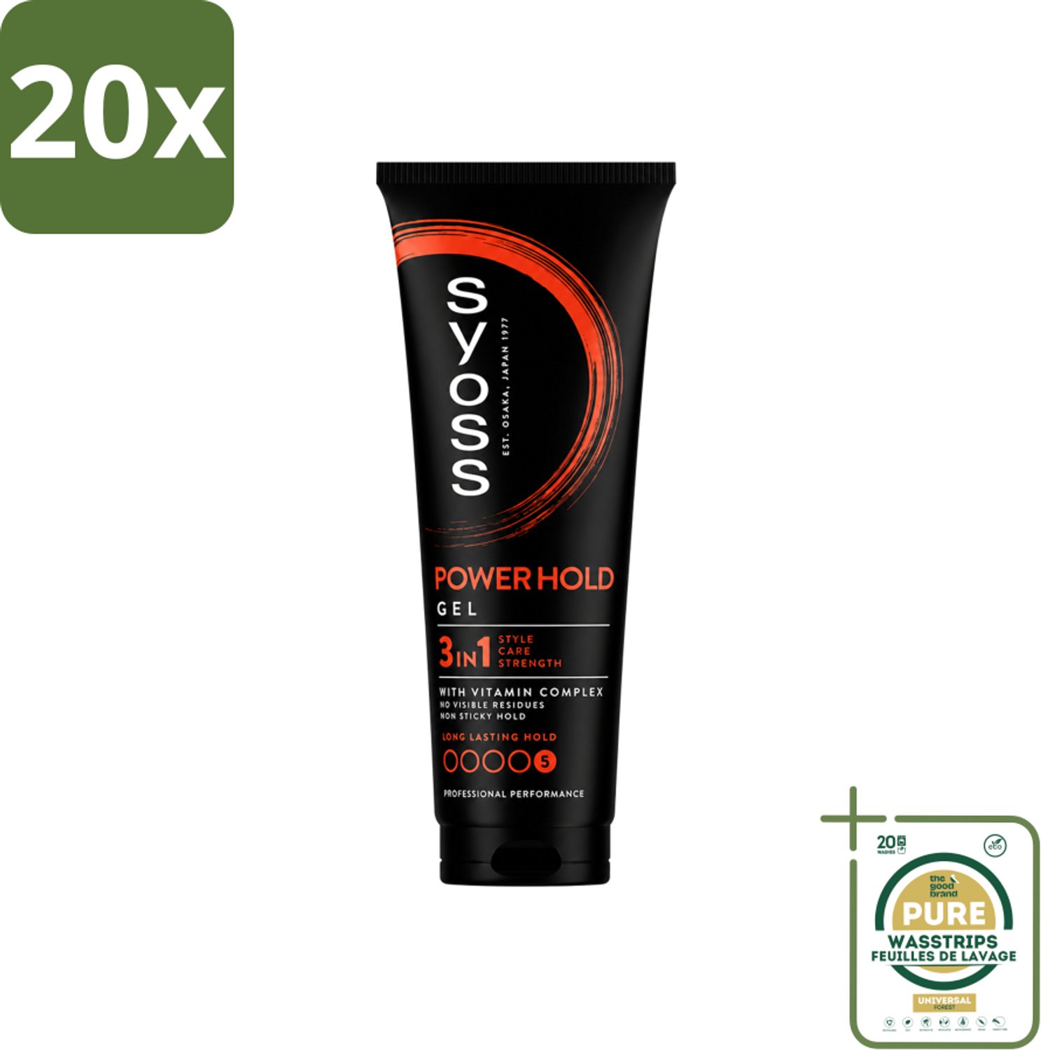 20 x Syoss - Power Hold - Haargel - Extra Sterke Fixatie - 250 ml - Wasstrips - Haargel - Haar Fixatie - Styling Gel - Haar Verzorging - Haar Herstel