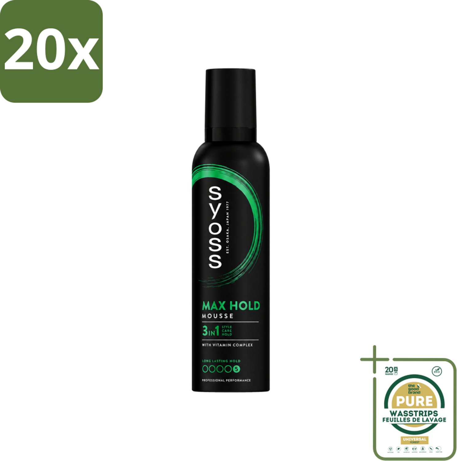 20 x Syoss - Max Hold - Haarmousse - Ultra Sterke Hold - 250 ml - Wasstrips - Haarmousse - Haarversterking - Styling - Haarverzorging - Haarherstel