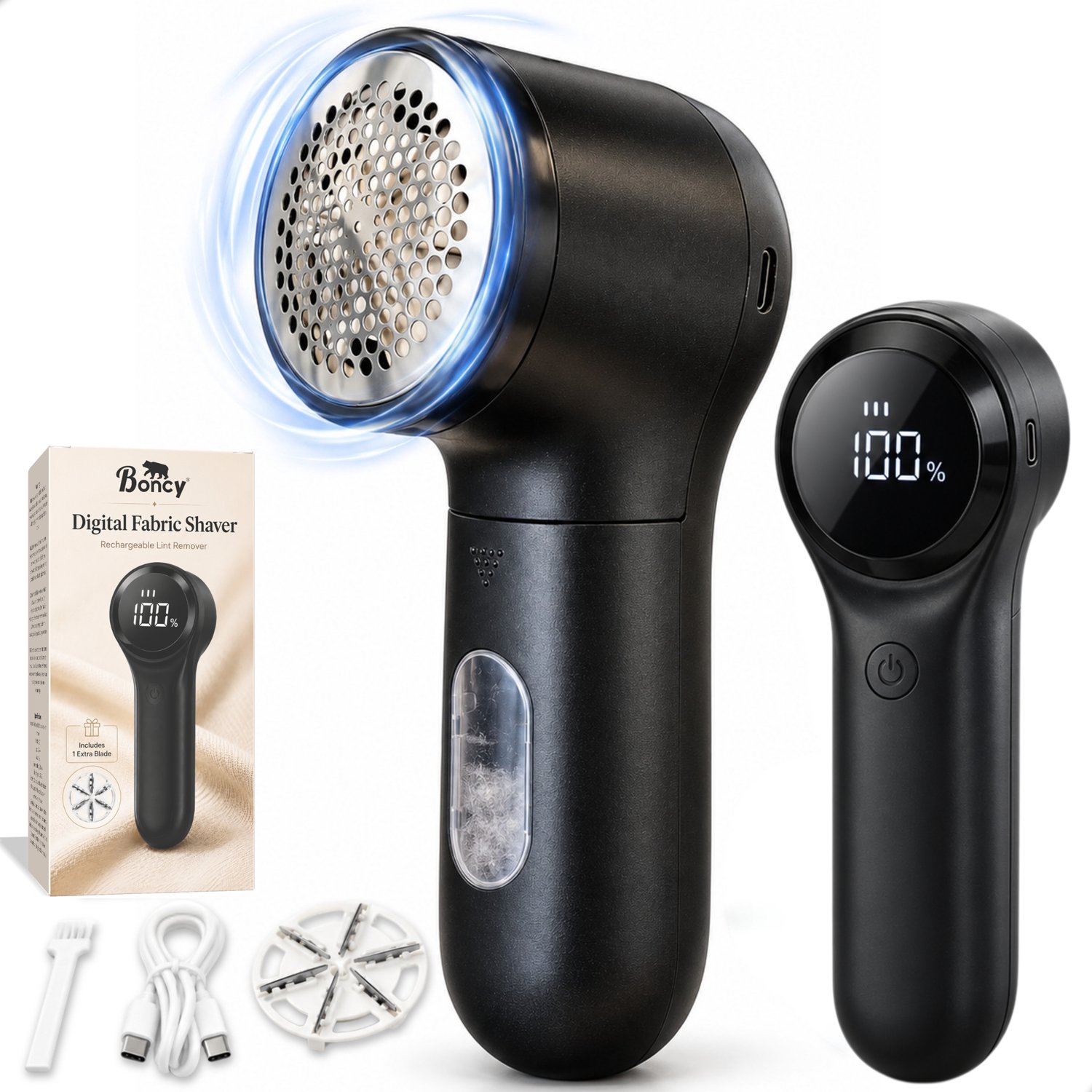 Boncy® Elektrische Pluizenverwijderaar - Draadloze Pluisjes Ontpiller - Ontpluizer voor Kleding - Pluizentondeuse Elektrisch - Pluizentondeuses Kledingontpluizer Kledingontpiller - Pluisverwijderaar Pluizen Verwijderaar - Incl. Extra Mesje