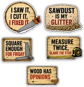 Timmerman Stickers Set - 5 Matte Vinyl Stickers voor Gereedschap