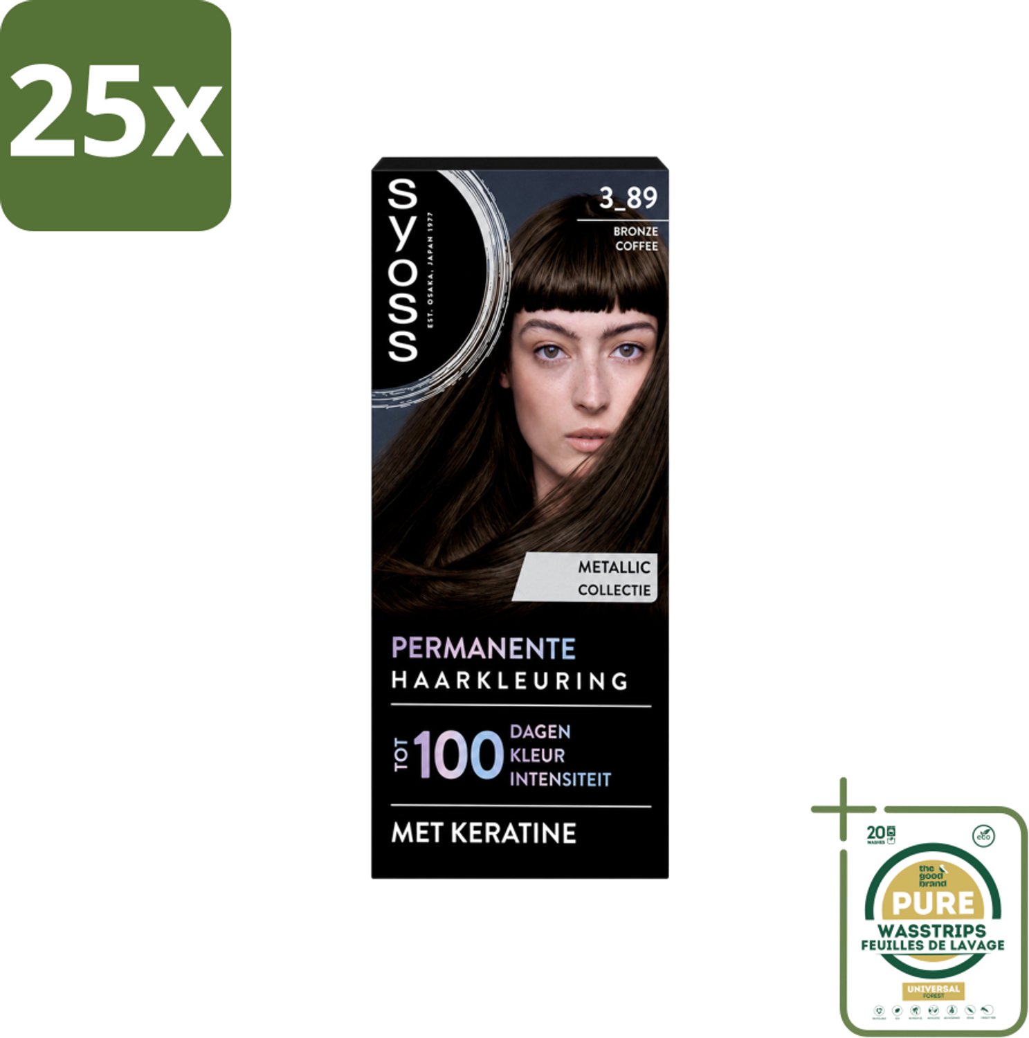 25 x SYOSS - Coloration 3-89 Bronze Coffee - Haarverf - Grijsdekking - Vermindert Haarbreuk - Wasstrips - Haarkleur - Haarverf - Grijsdekking - Keratine - Haarverf 3-89